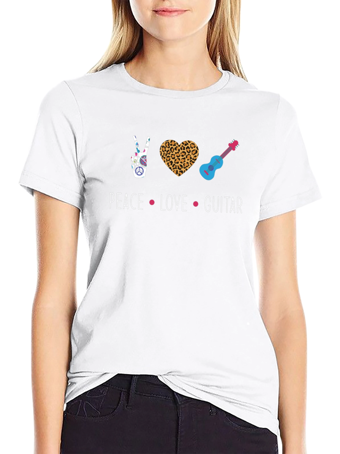 Peace Love Guitar T-Shirt - Unisex Graphic Tee