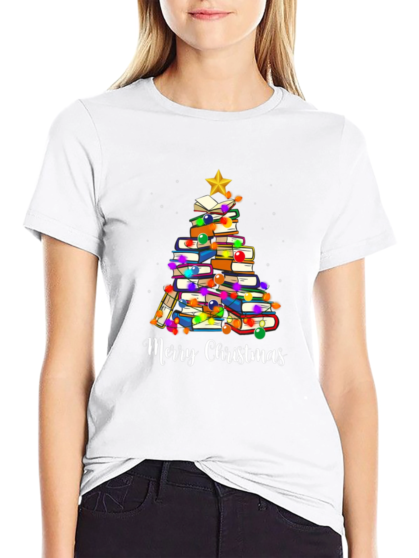 Book Lover Christmas Tree T-Shirt
