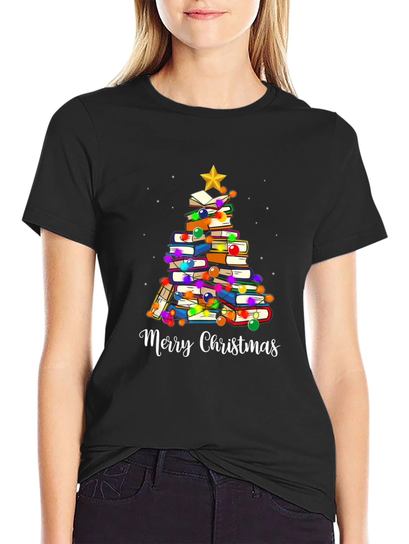 Book Lover Christmas Tree T-Shirt
