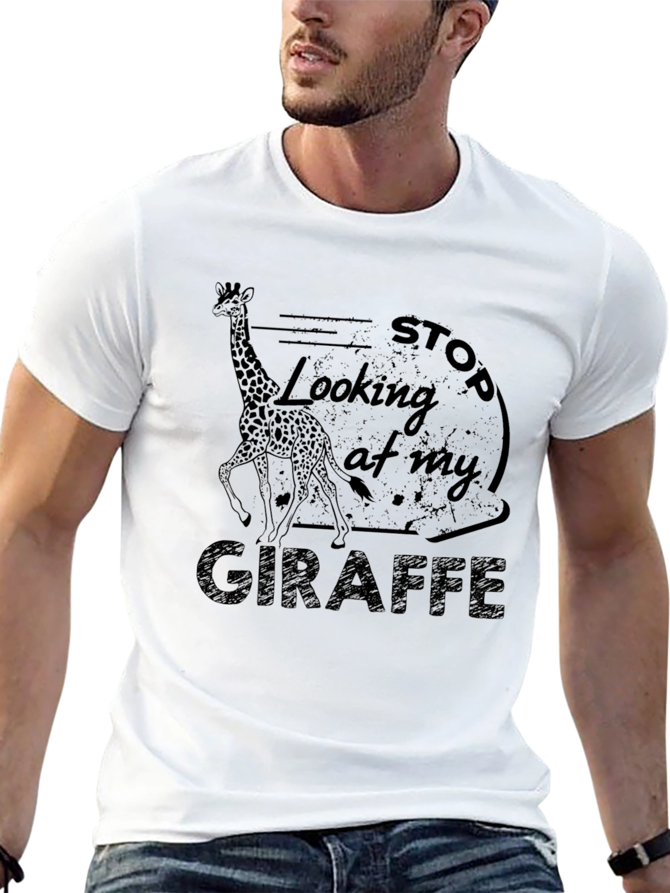 Stop Looking at My Giraffe Graphic T-Shirt