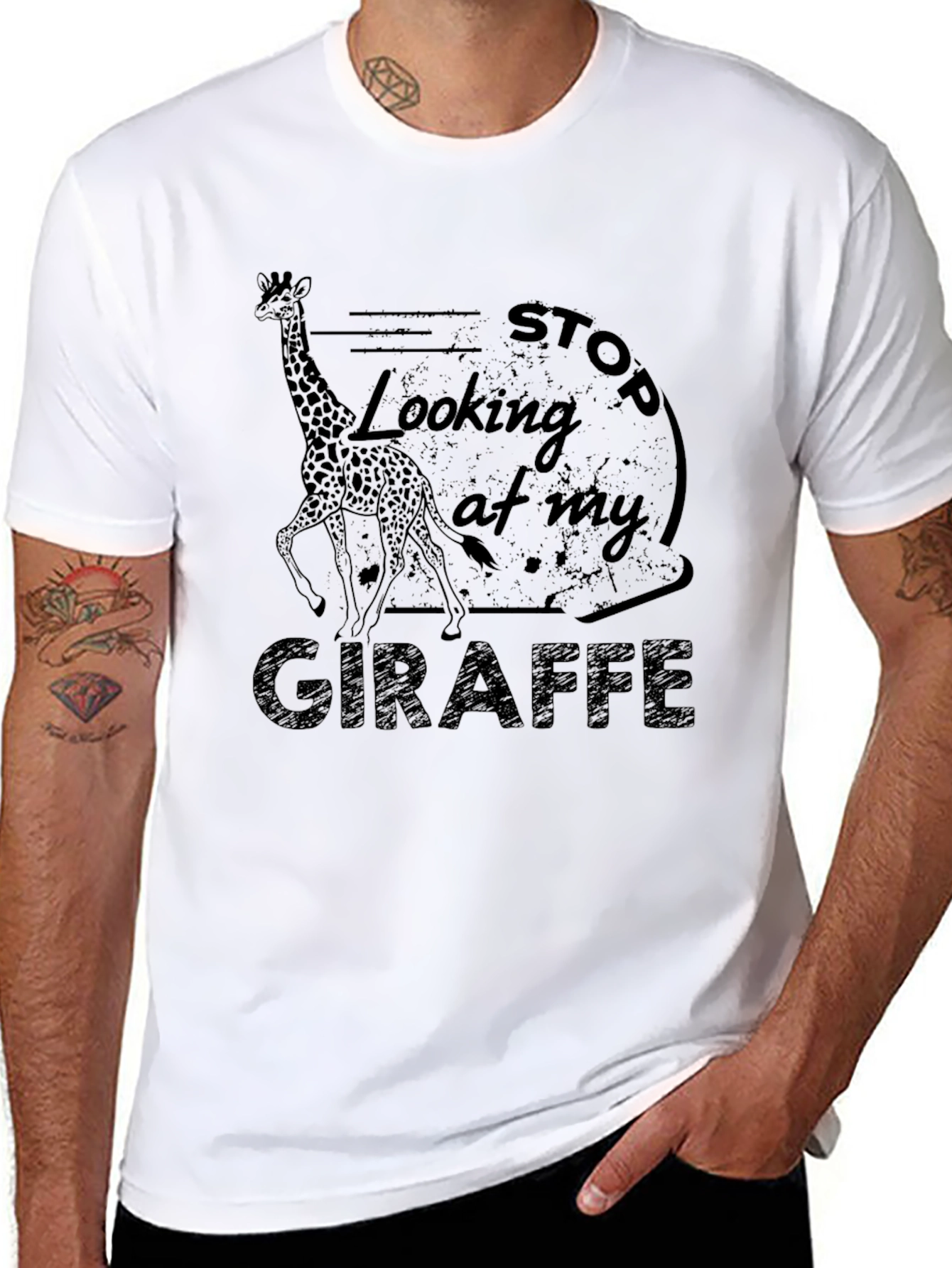 Stop Looking at My Giraffe Graphic T-Shirt