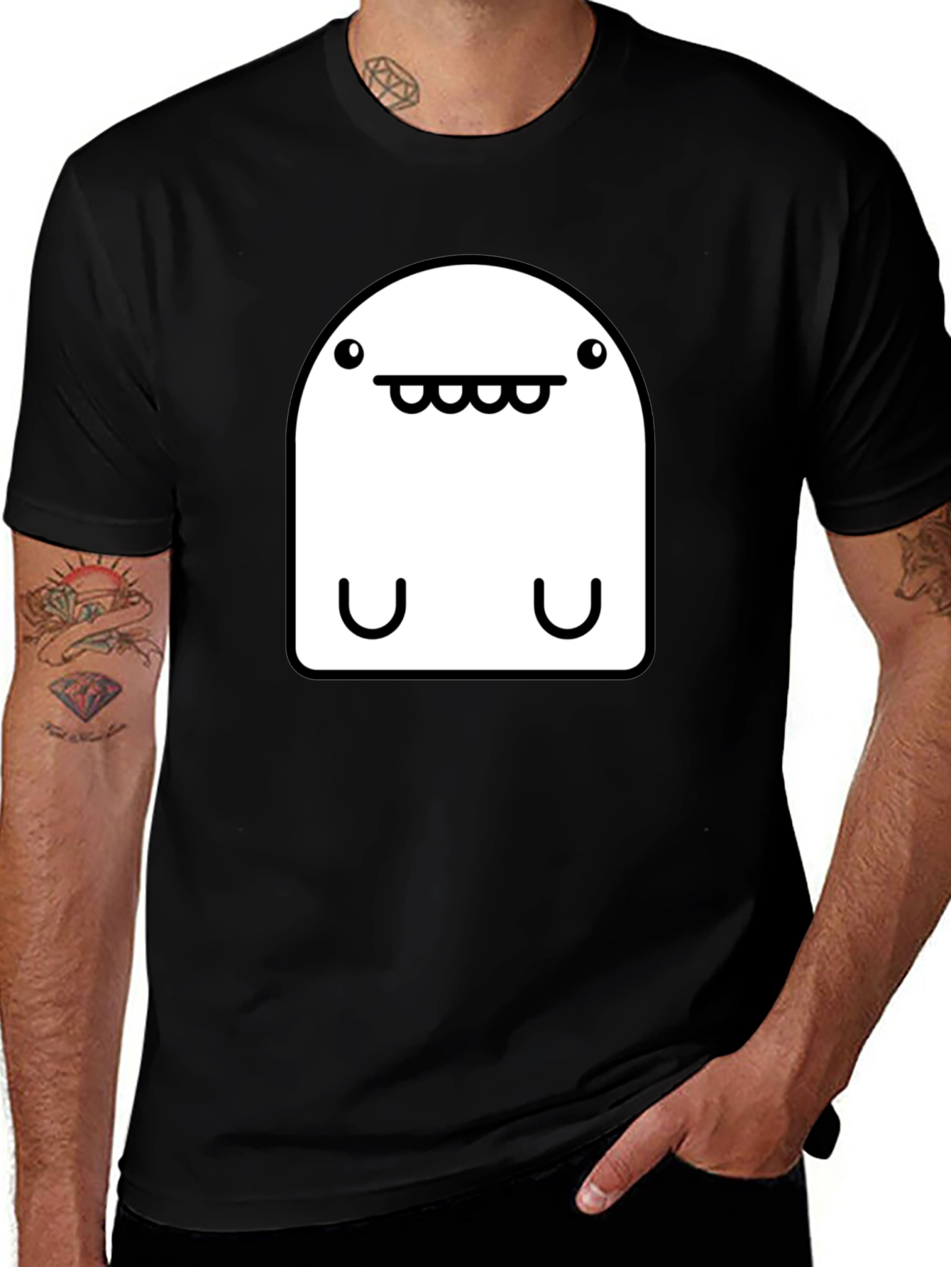 Funny Monster Graphic T-Shirt - Black