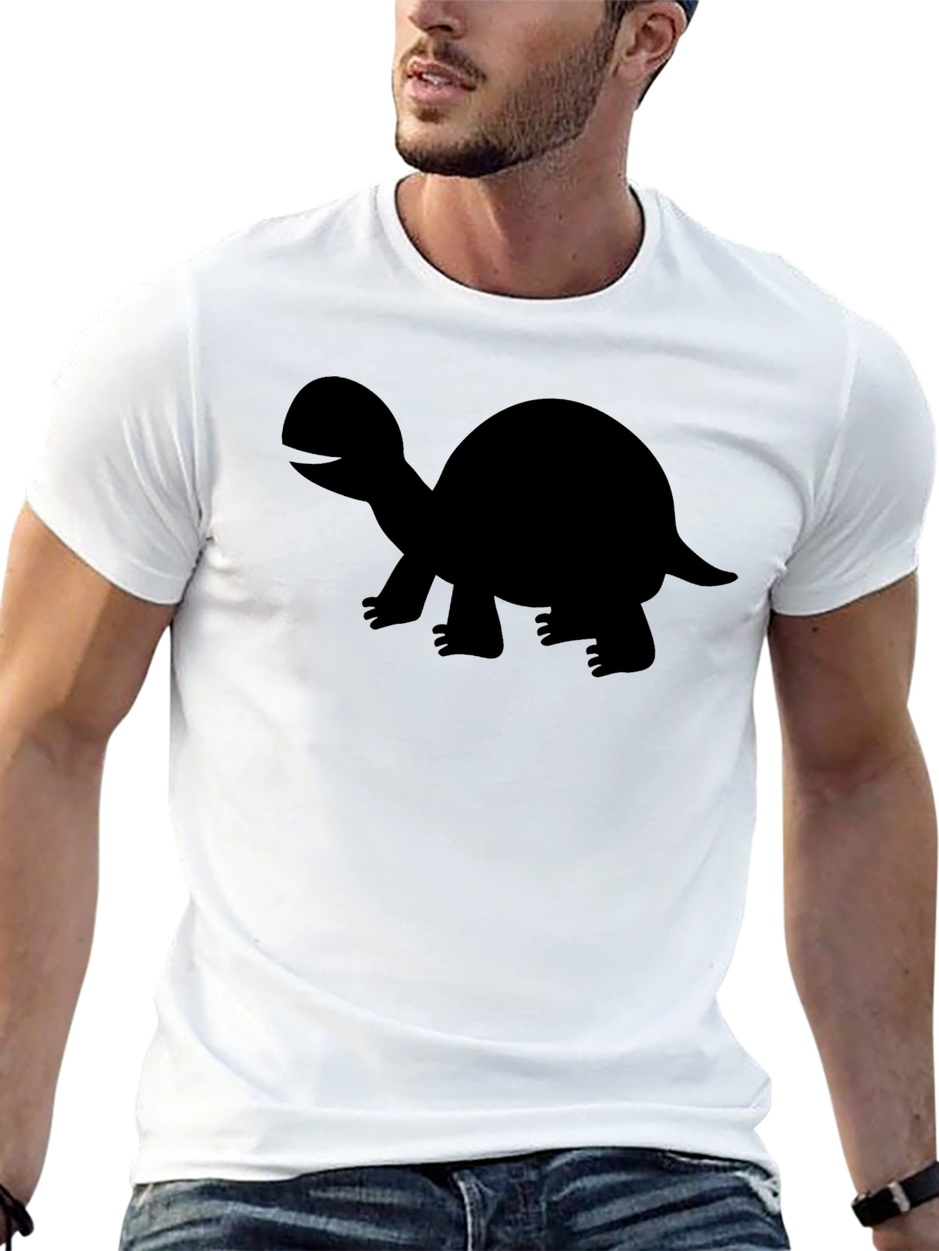 Turtle Graphic Tee - Black Cotton Blend T-Shirt