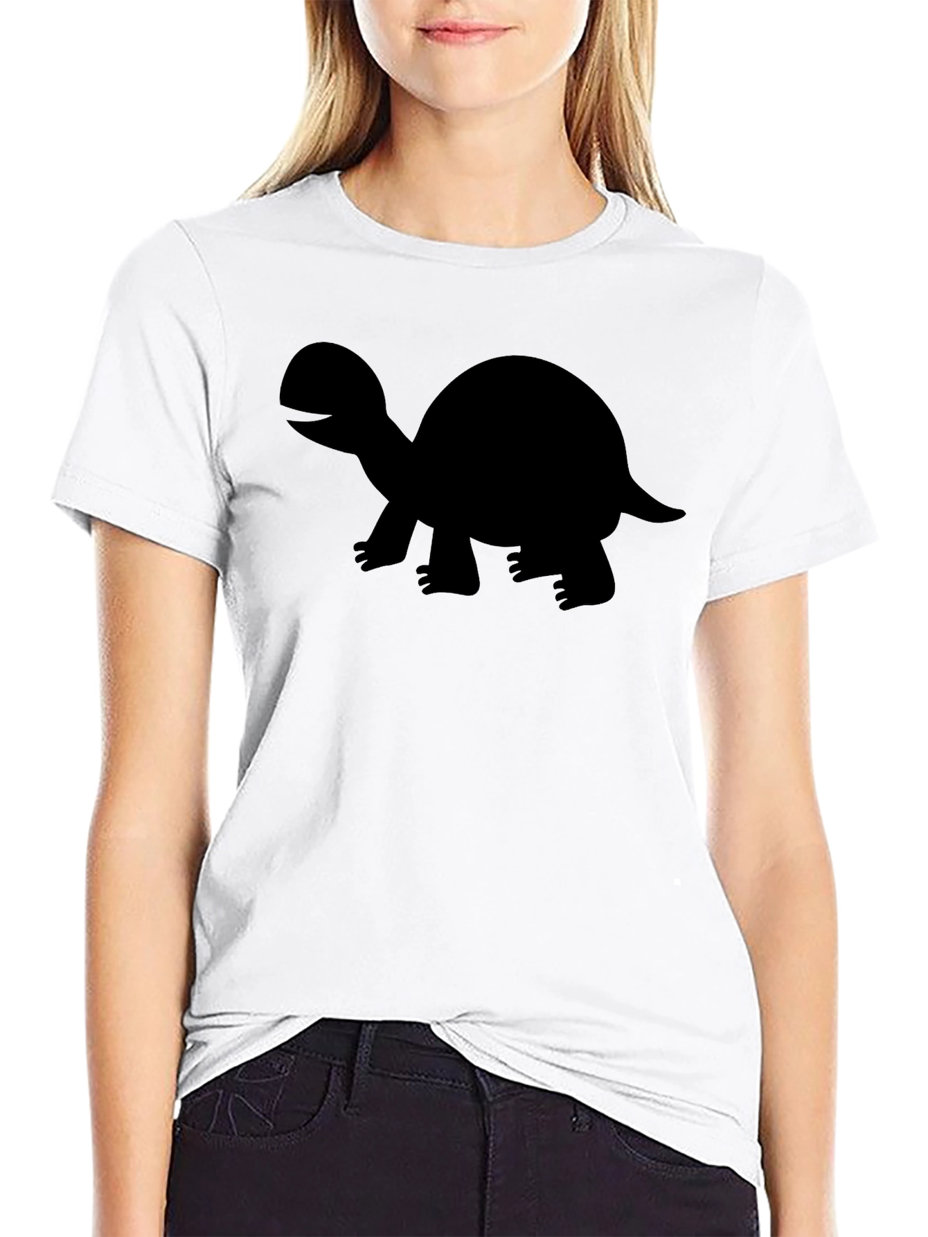 Turtle Graphic Tee - Black Cotton Blend T-Shirt