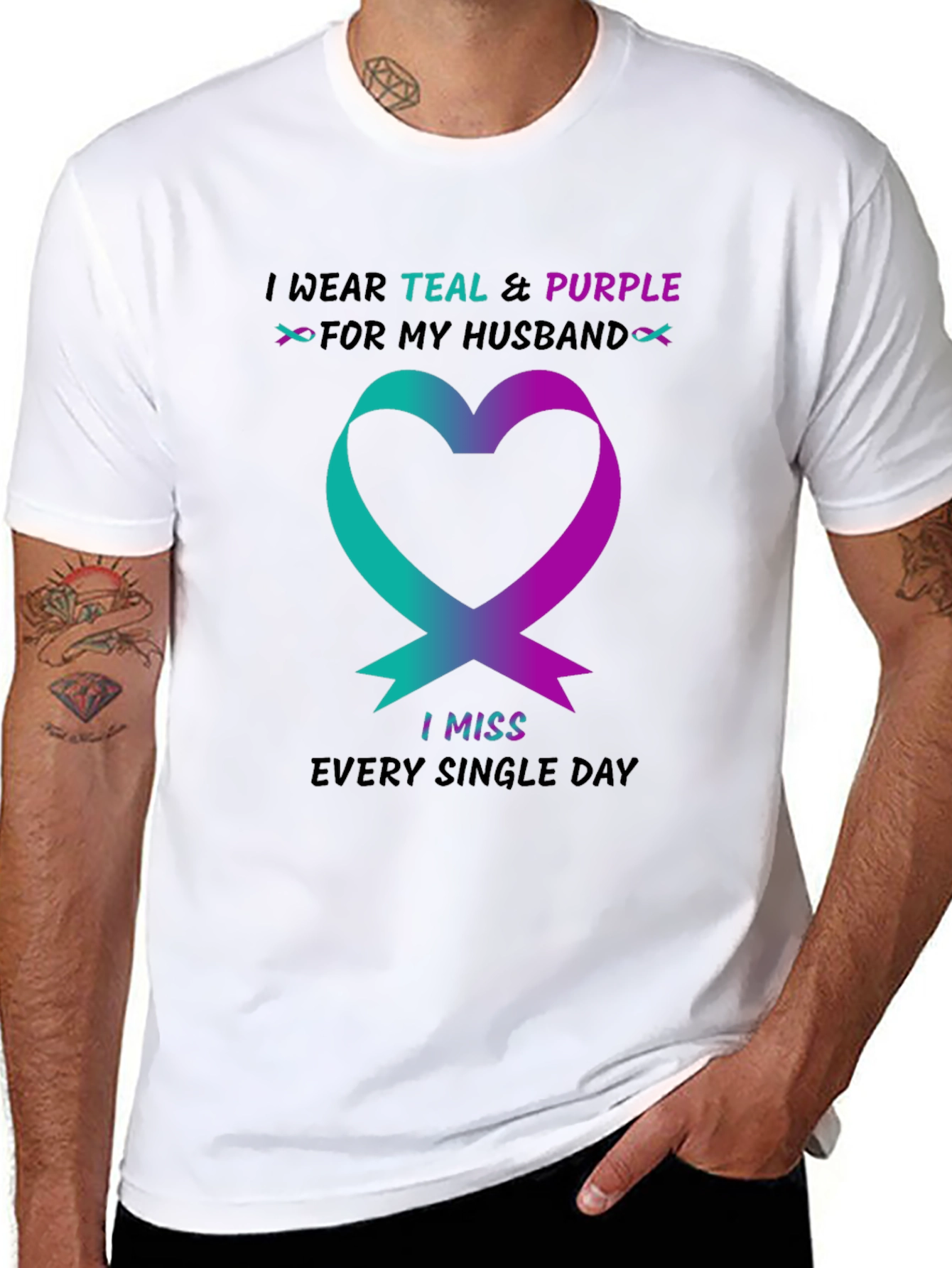 Teal & Purple Husband Remembrance T-Shirt