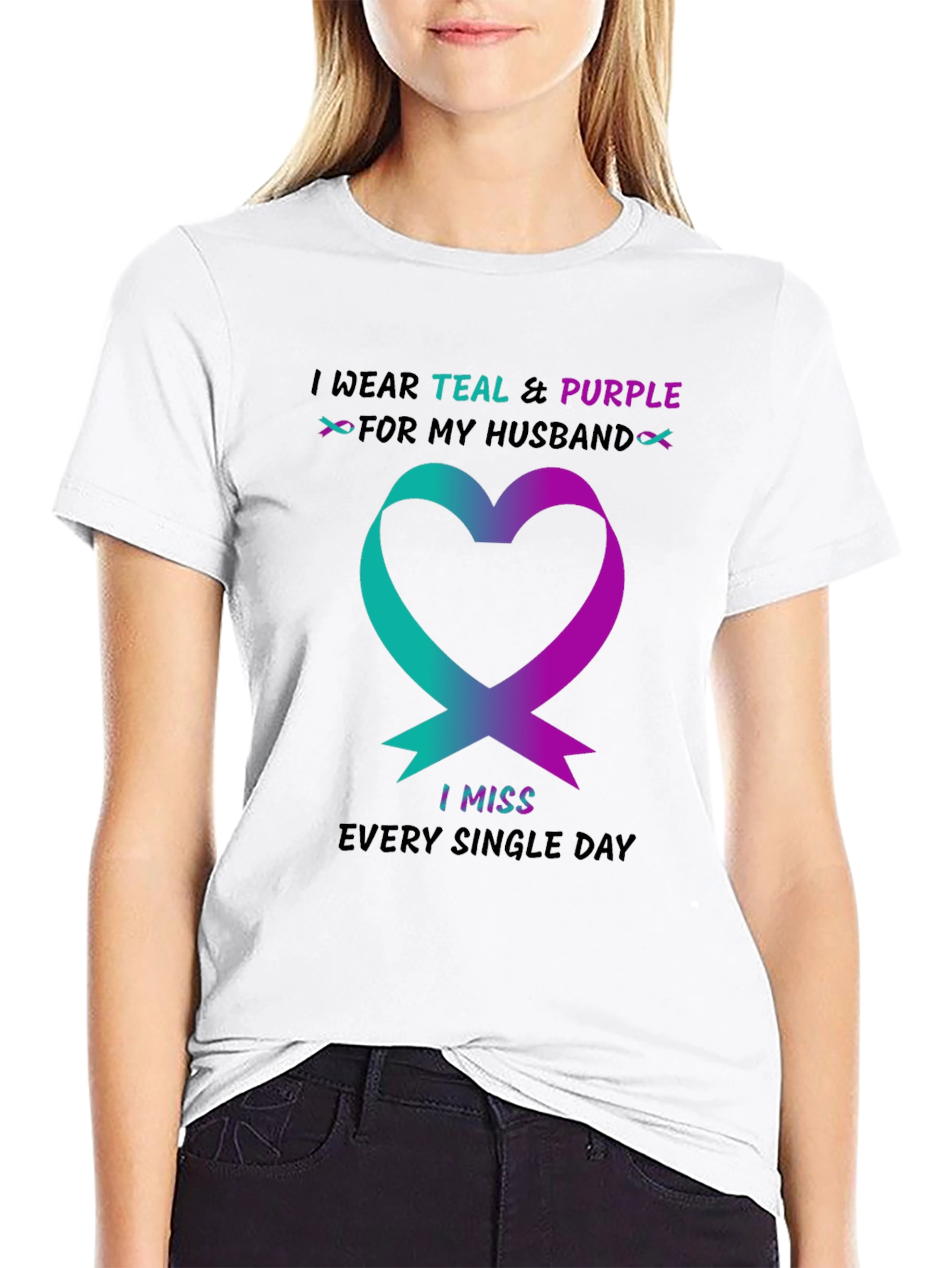 Teal & Purple Husband Remembrance T-Shirt