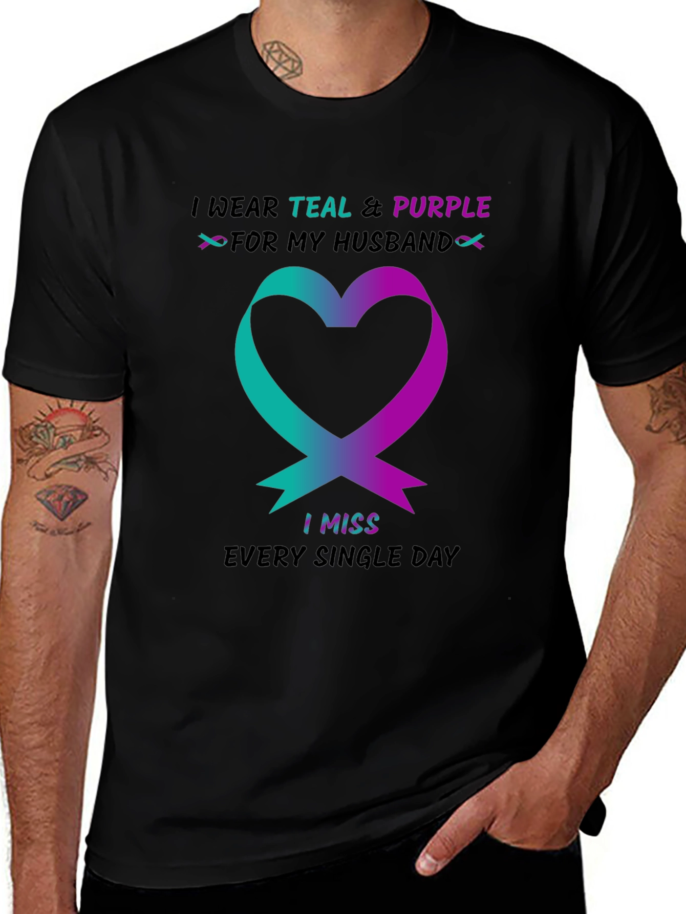 Teal & Purple Husband Remembrance T-Shirt