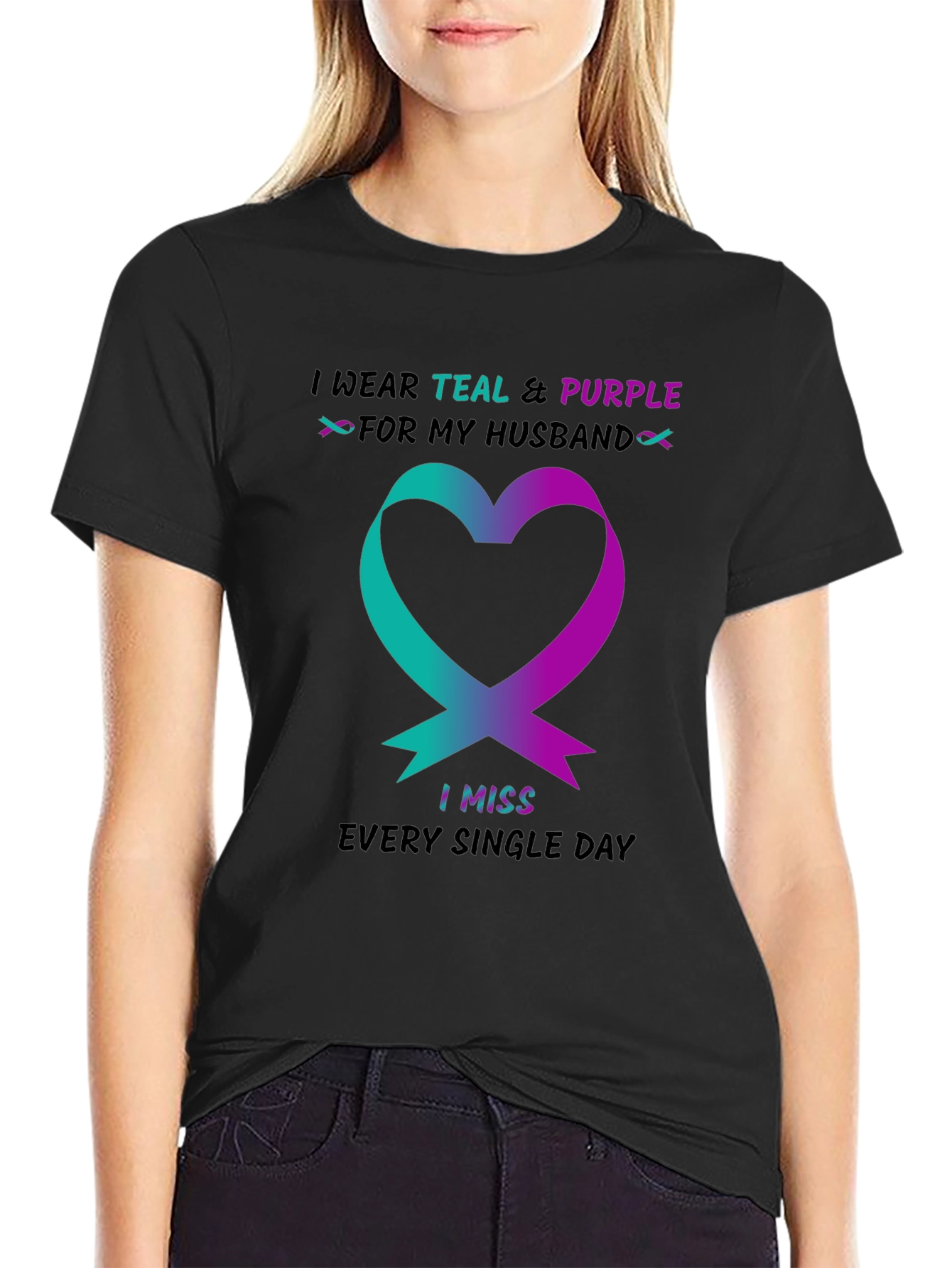 Teal & Purple Husband Remembrance T-Shirt