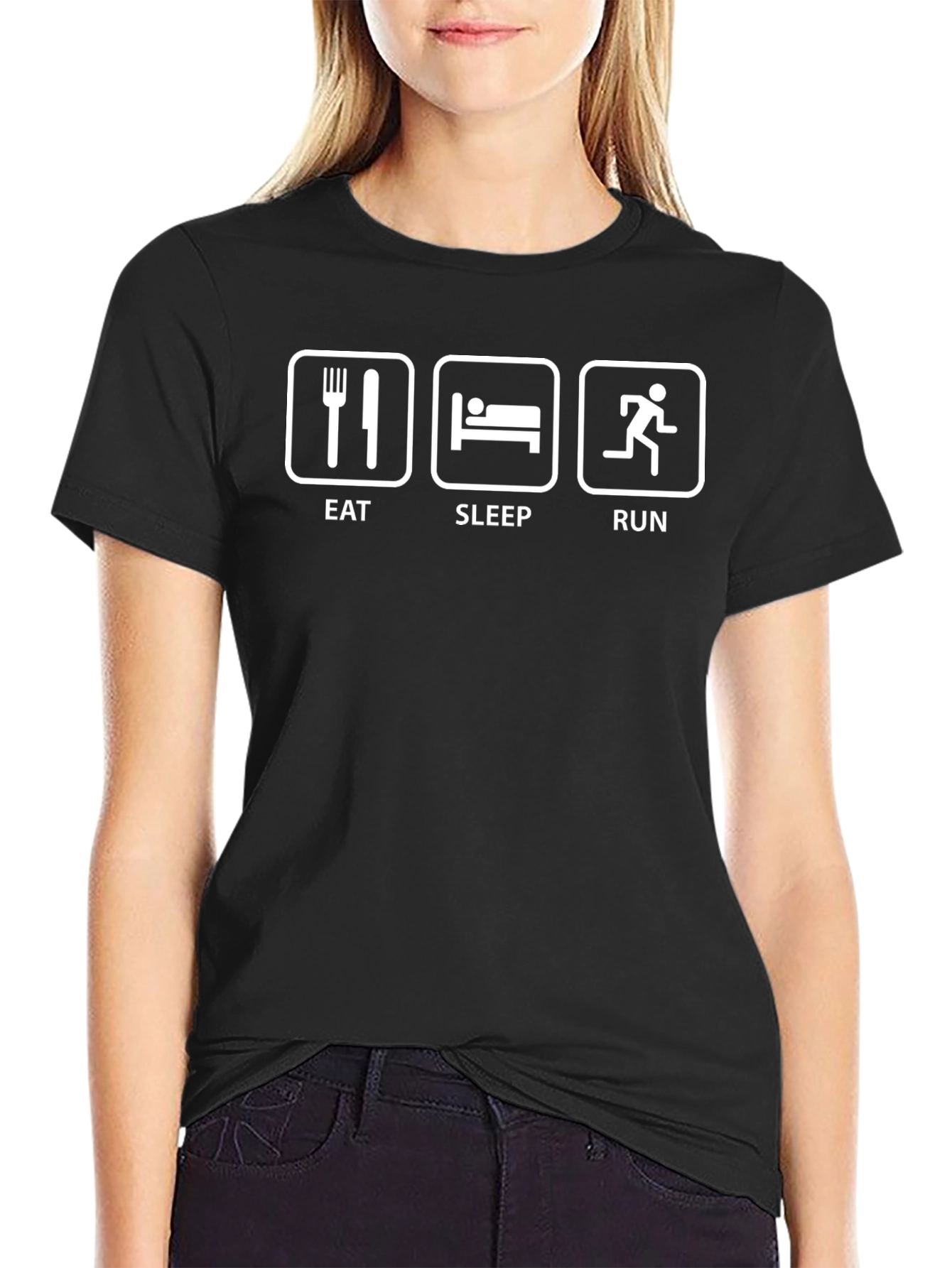 Eat Sleep Run Black T-Shirt Fitness Tee