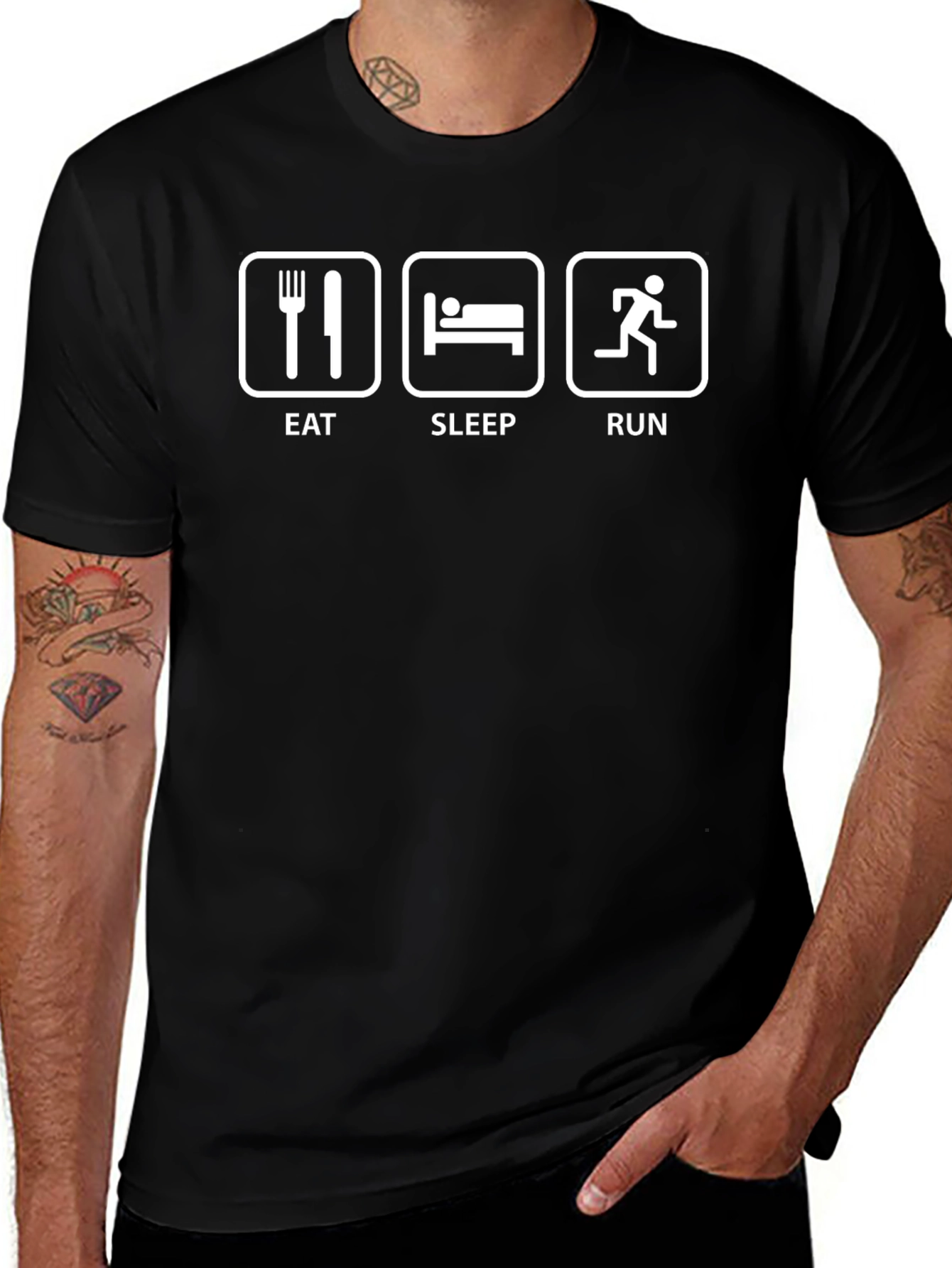 Eat Sleep Run Black T-Shirt Fitness Tee