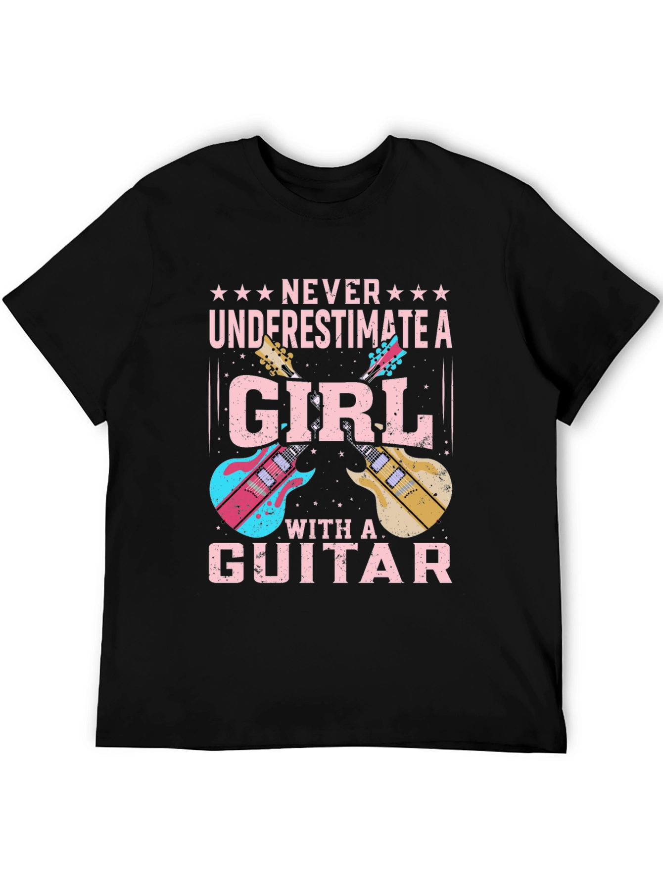 Girl Guitarist Black T-Shirt