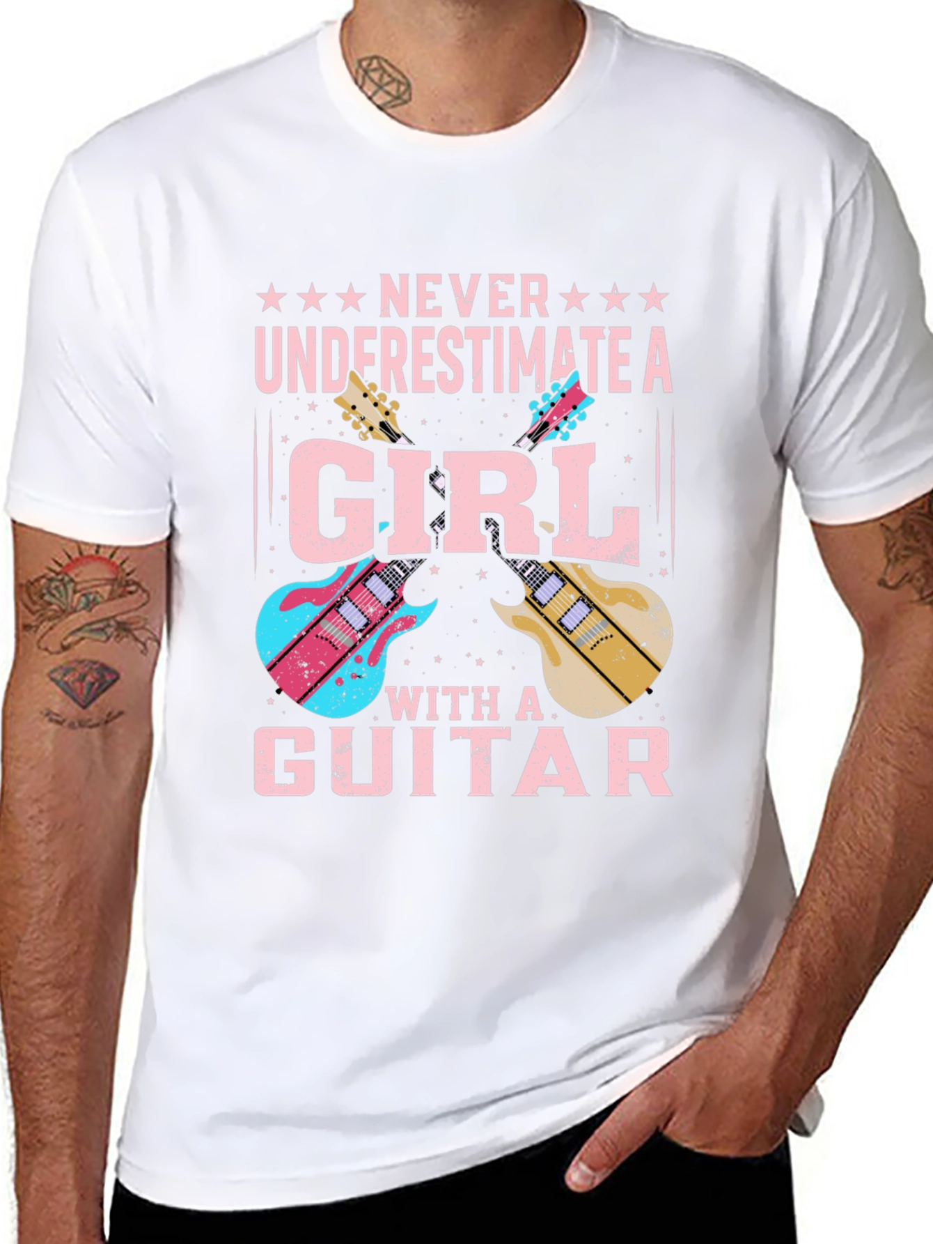 Girl Guitarist Black T-Shirt