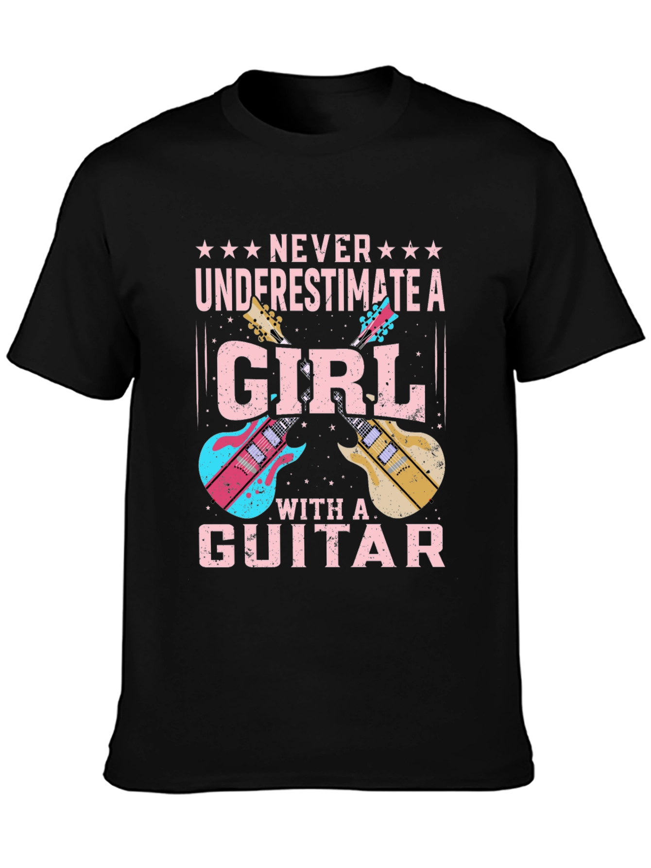 Girl Guitarist Black T-Shirt
