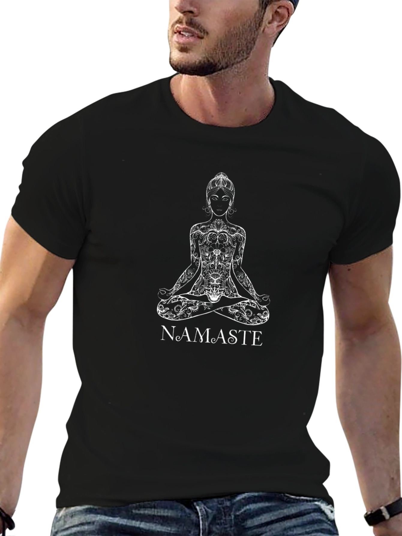Namaste Yoga Meditation Black Graphic Tee