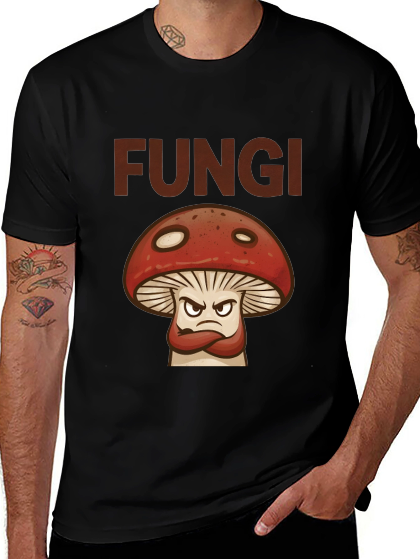 Fungi Angry Mushroom Graphic T-Shirt