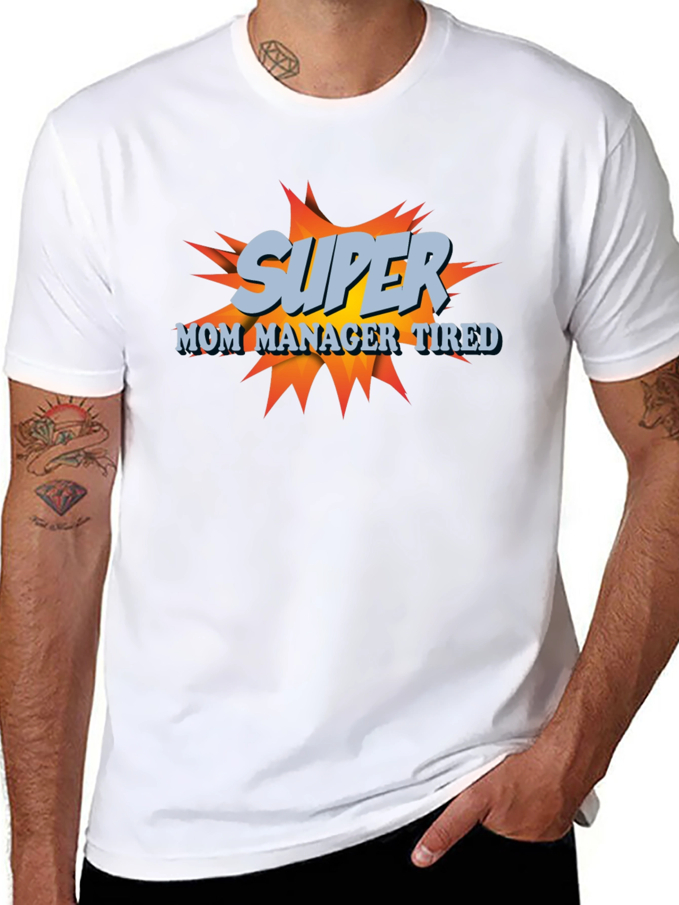 Super Mom Manager Tired T-Shirt - Black Cotton Blend