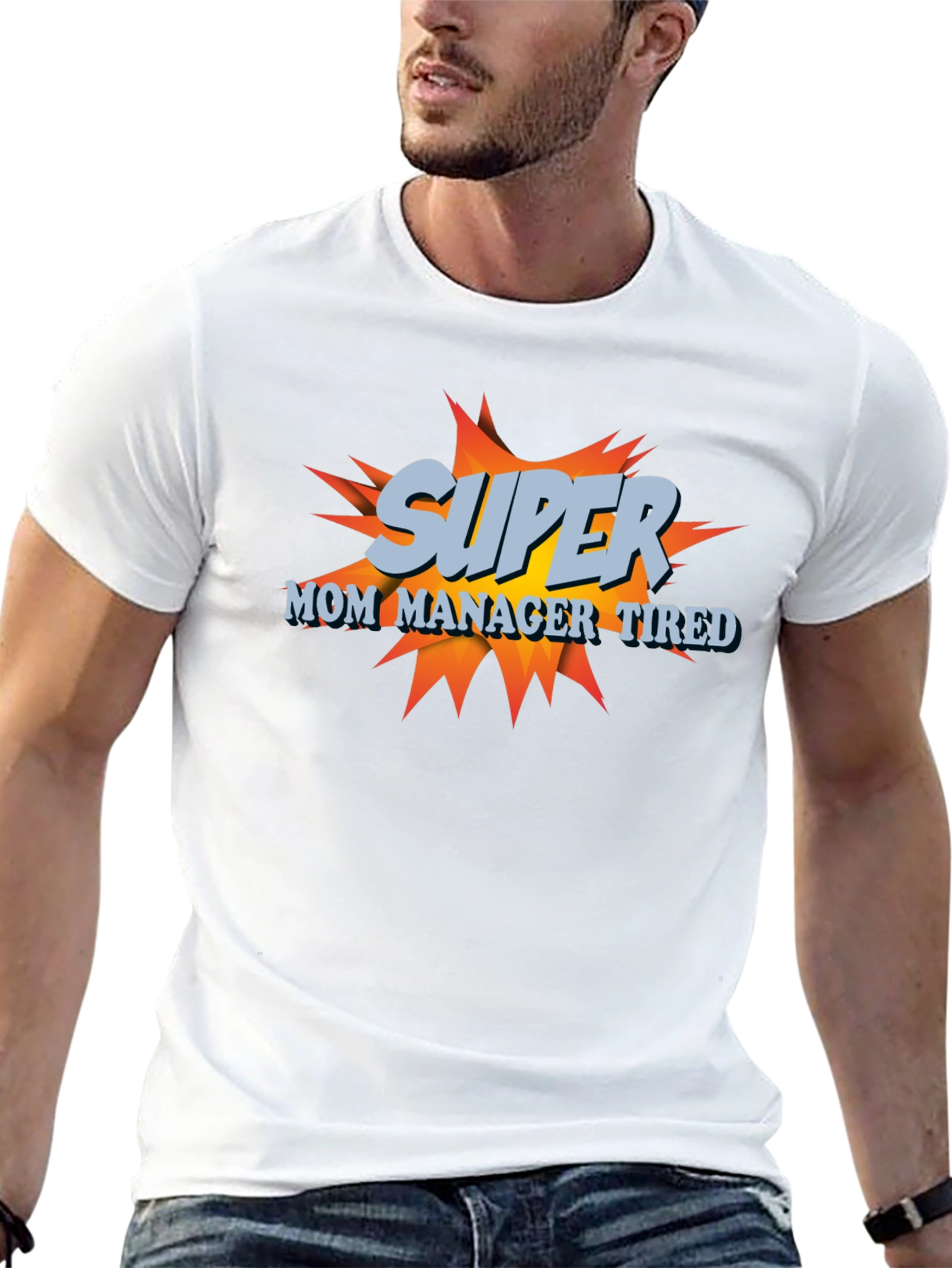 Super Mom Manager Tired T-Shirt - Black Cotton Blend