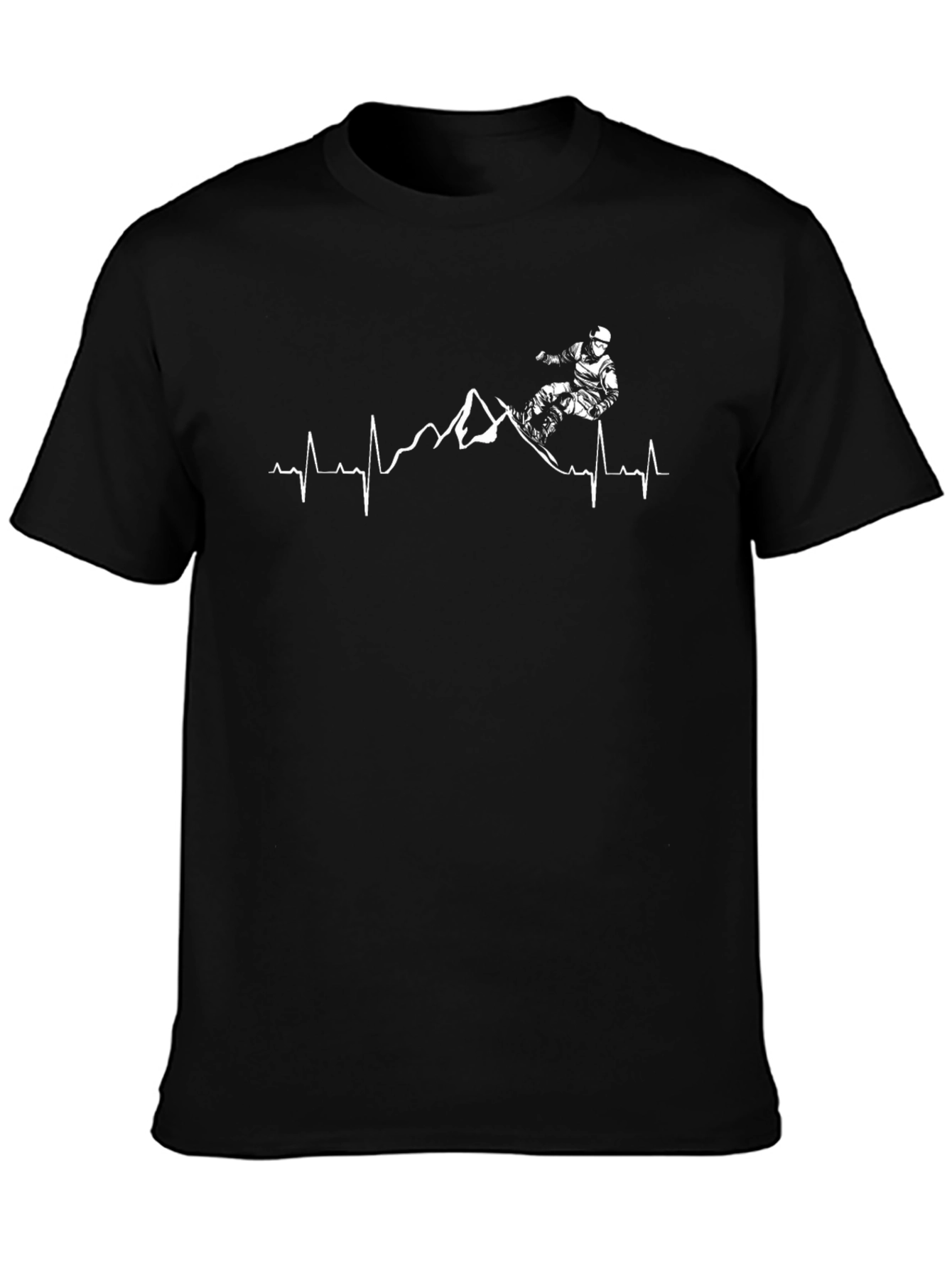 Mountain Biker Heartbeat T-Shirt - Black