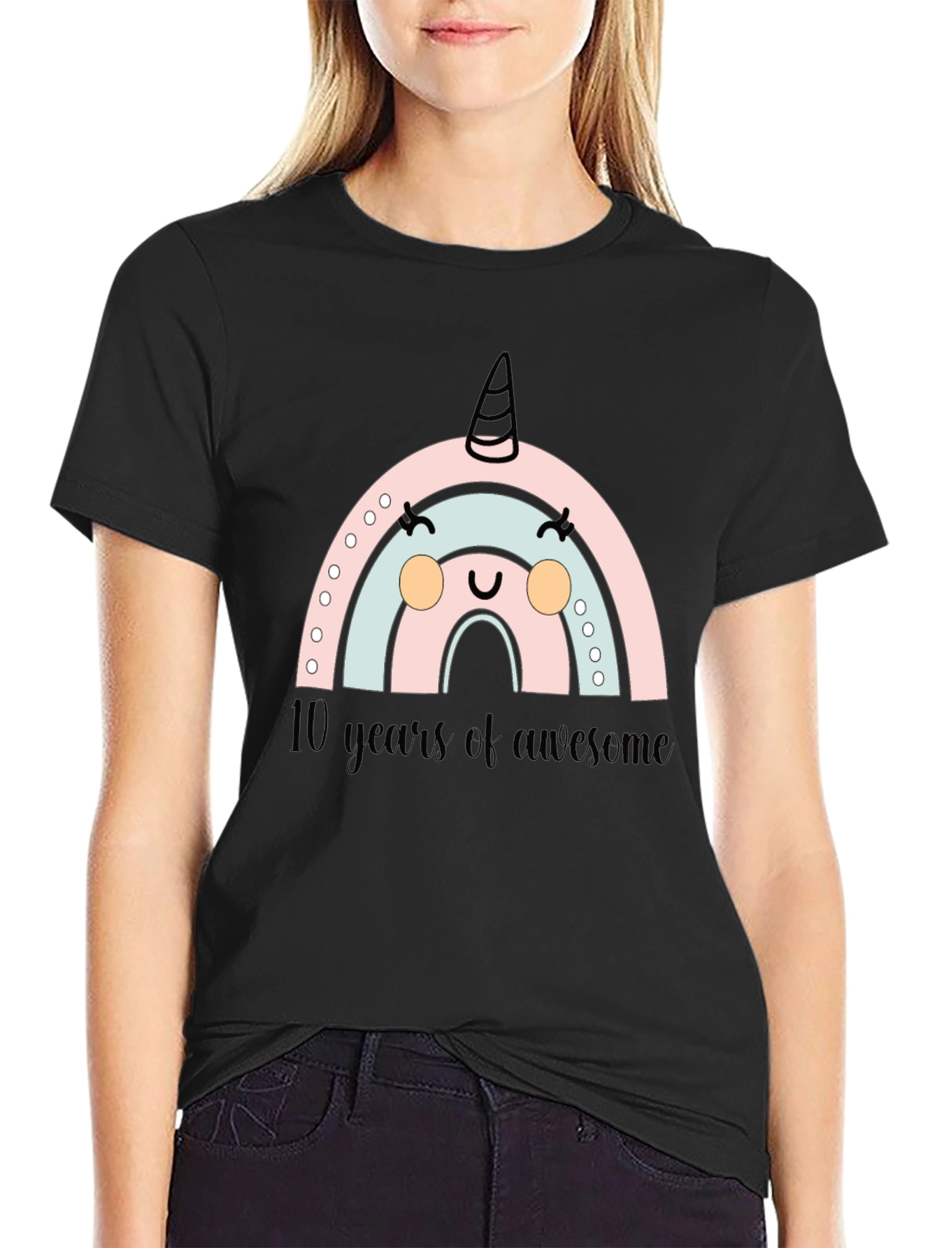 Cute Rainbow Unicorn 10th Birthday T-Shirt