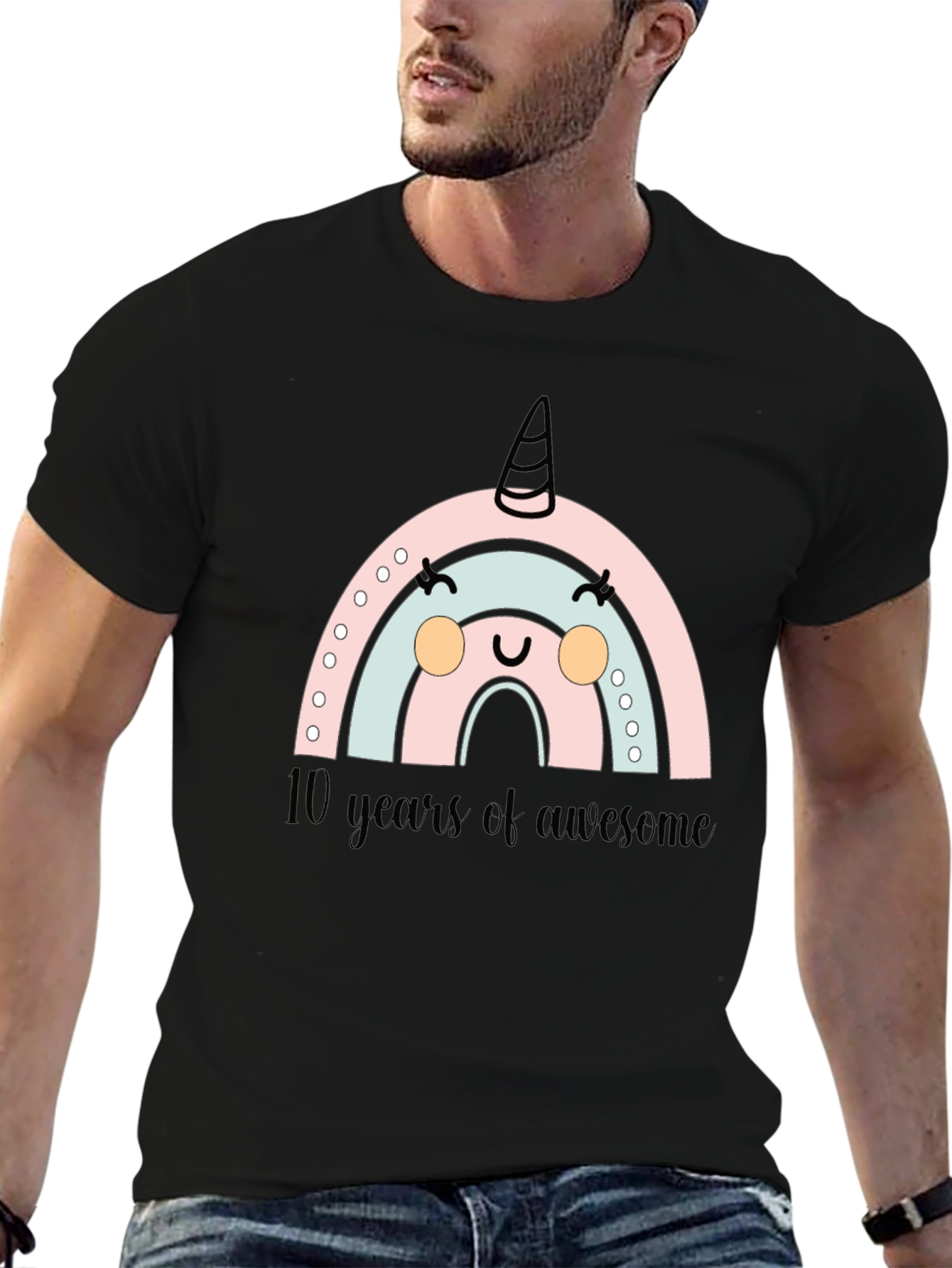 Cute Rainbow Unicorn 10th Birthday T-Shirt
