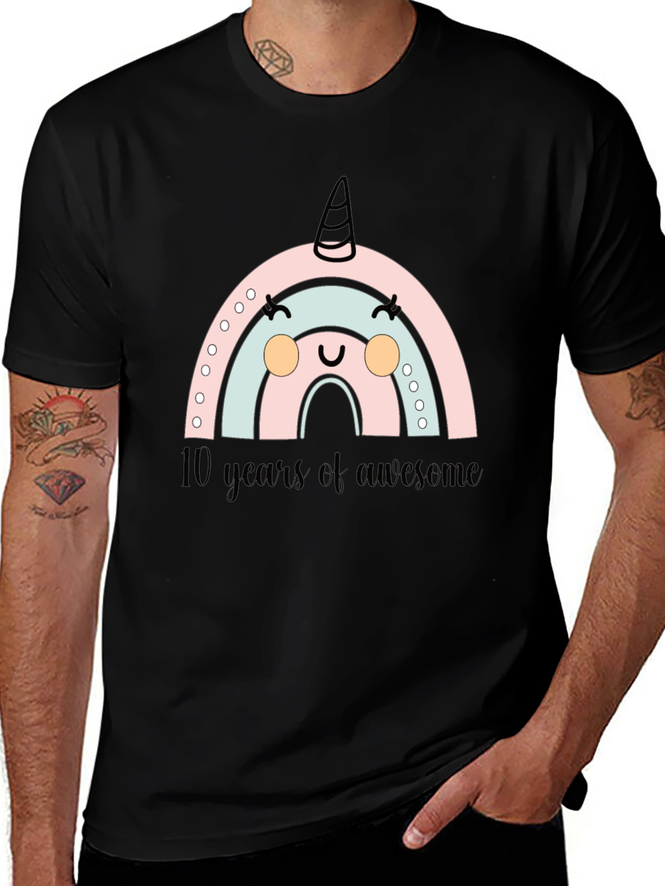 Cute Rainbow Unicorn 10th Birthday T-Shirt