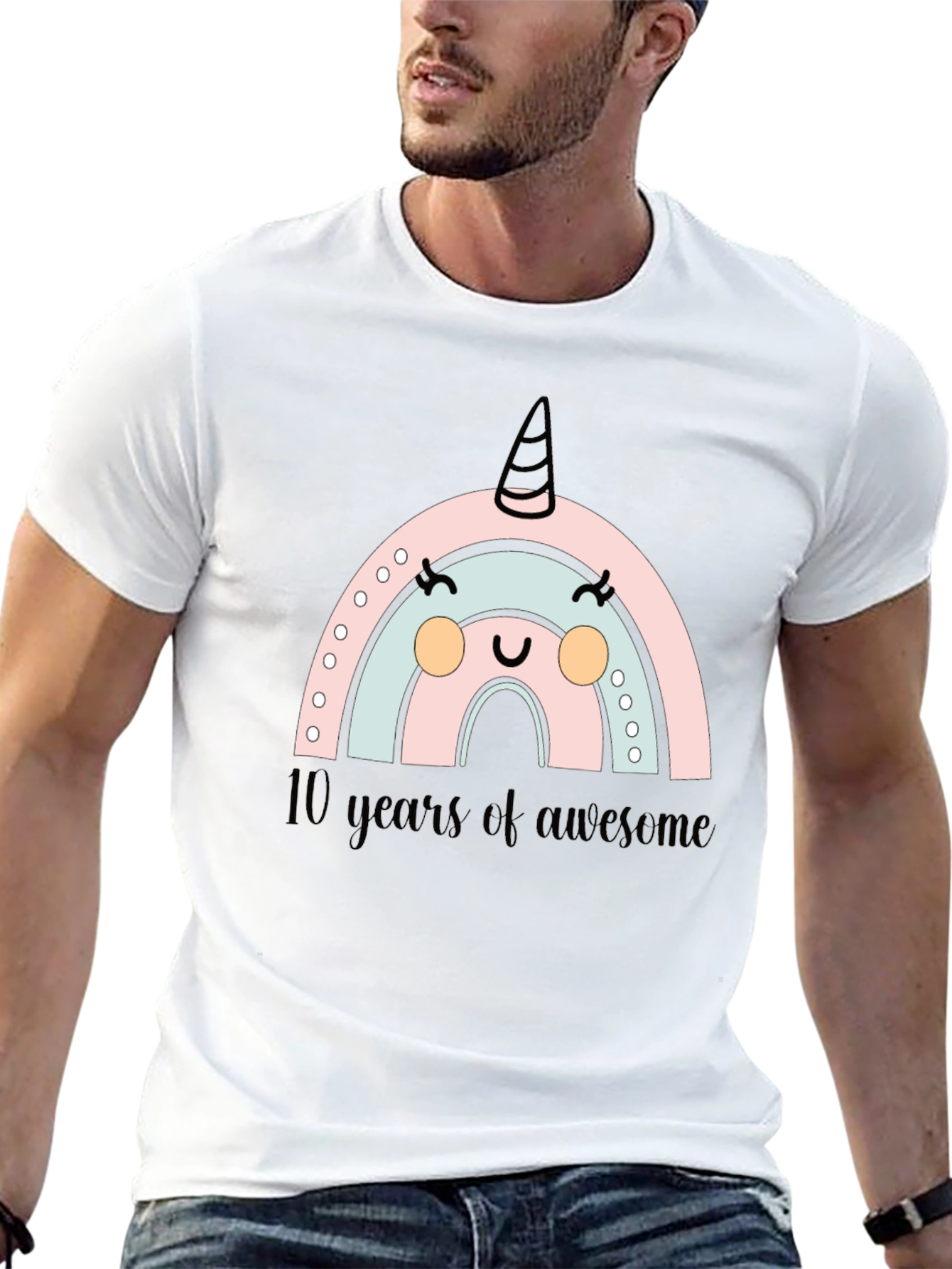Cute Rainbow Unicorn 10th Birthday T-Shirt