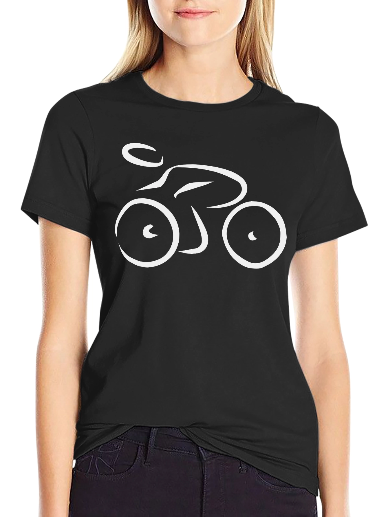 Minimalist Cyclist Graphic T-Shirt - Black
