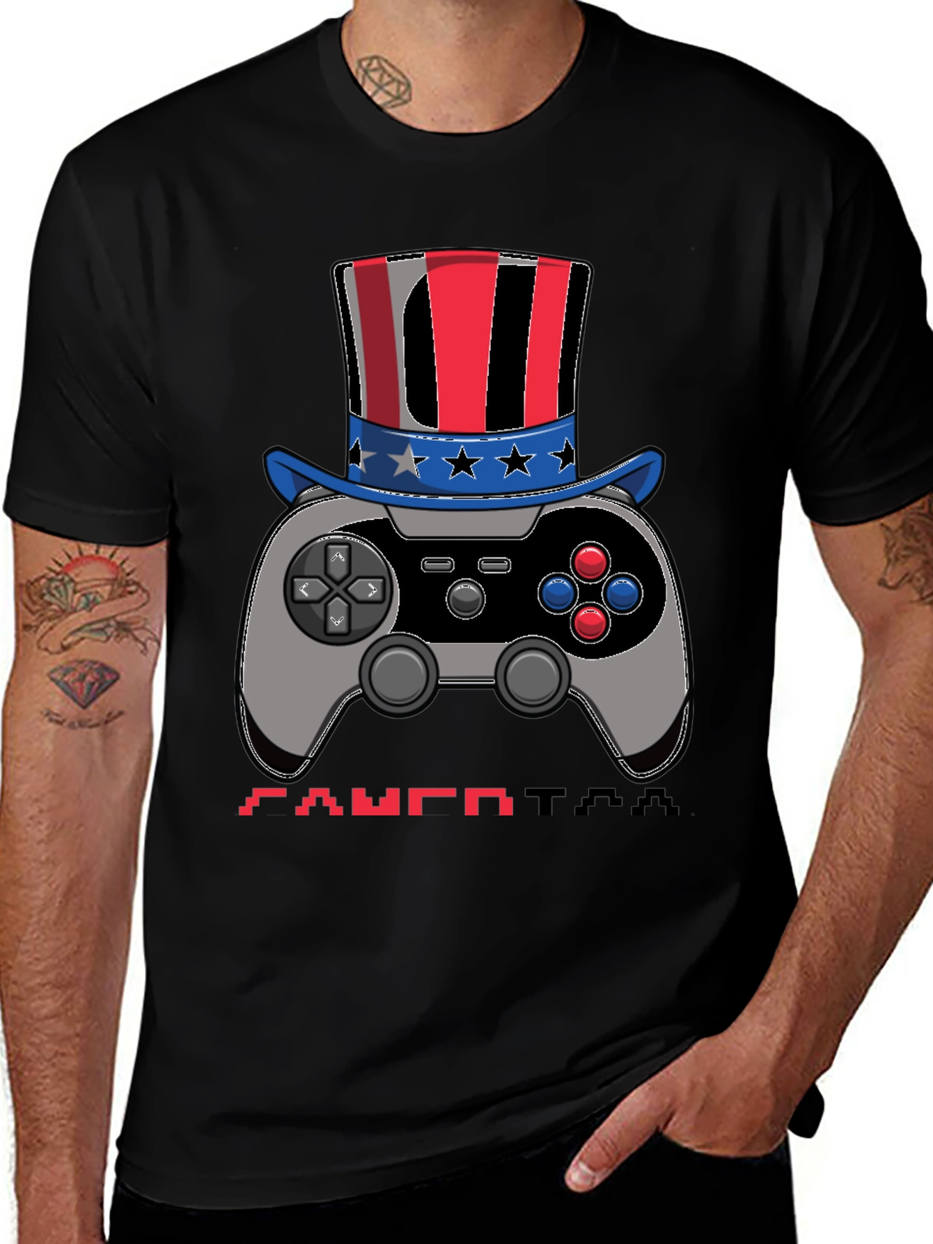 Patriotic Gamer Tee: Controller with American Hat
