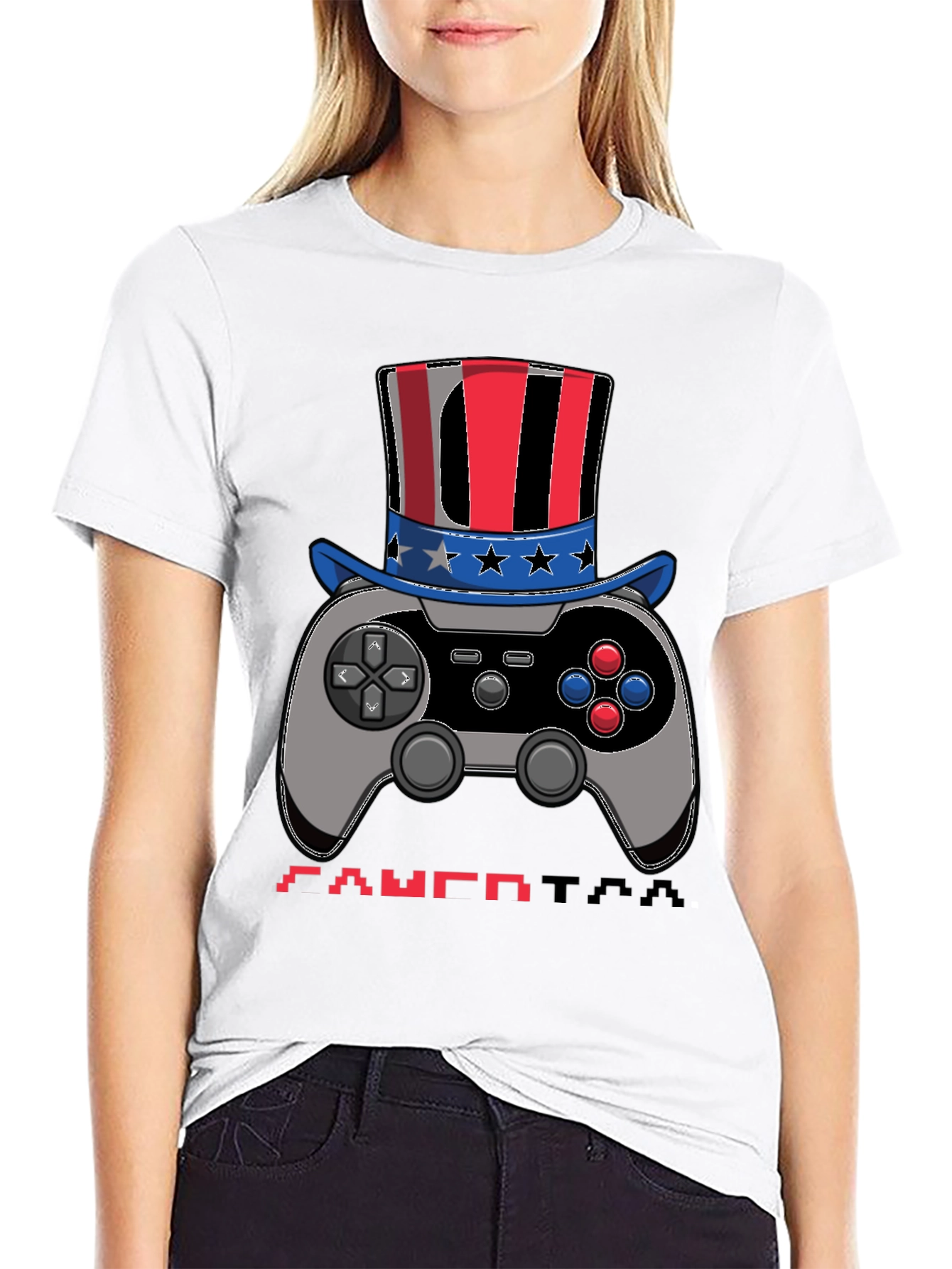 Patriotic Gamer Tee: Controller with American Hat