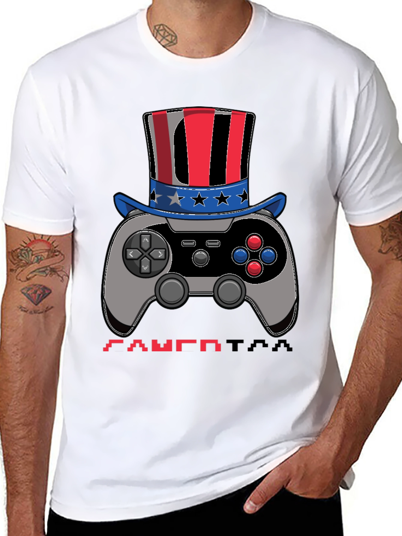 Patriotic Gamer Tee: Controller with American Hat