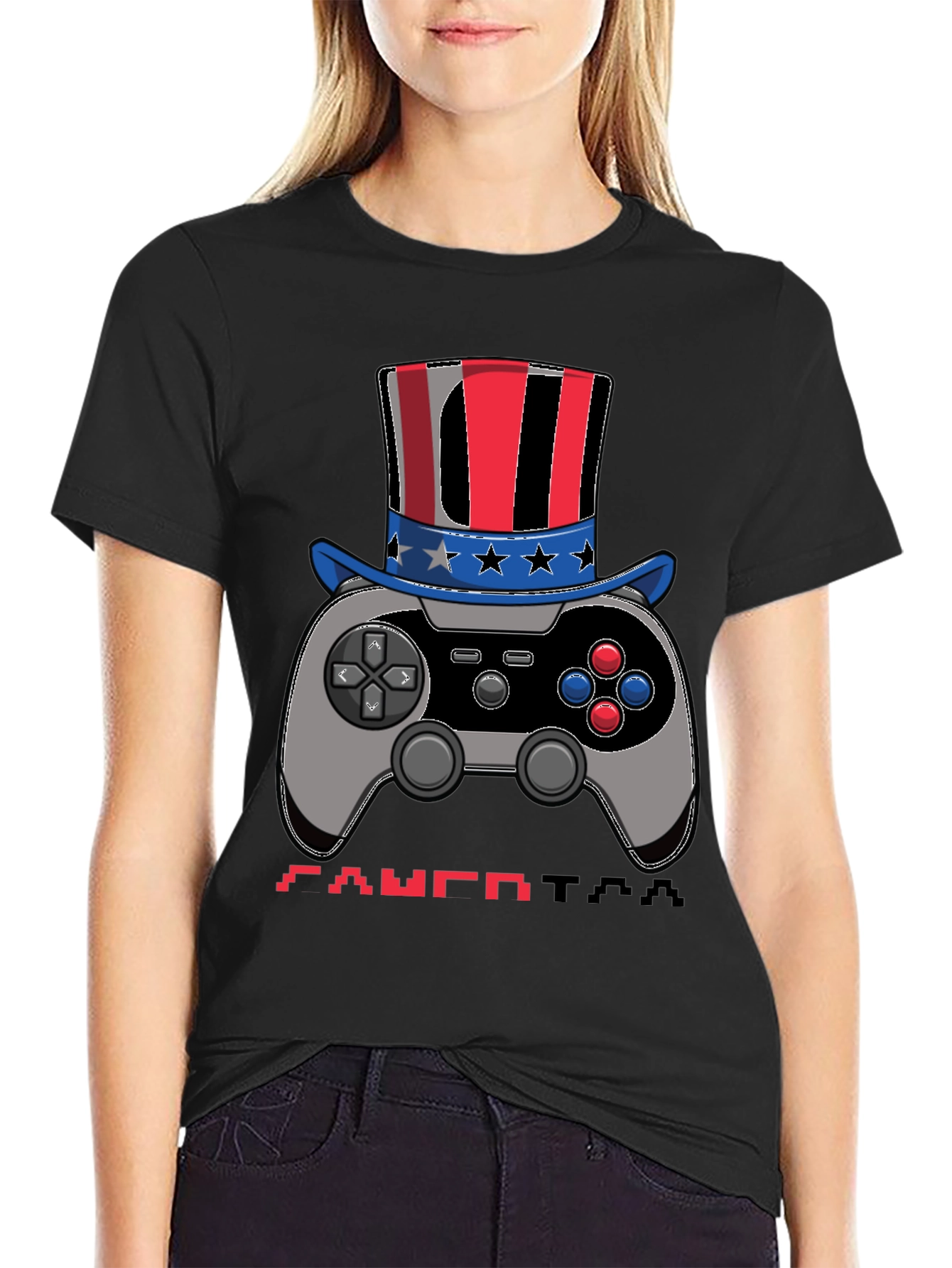 Patriotic Gamer Tee: Controller with American Hat