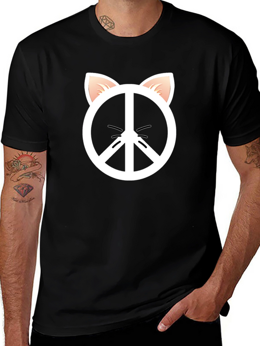Peace Cat T-Shirt - Black