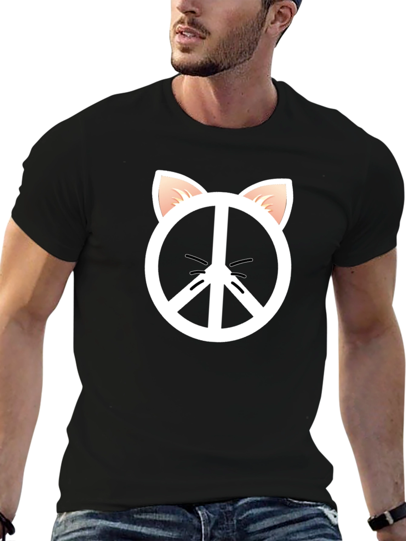 Peace Cat T-Shirt - Black