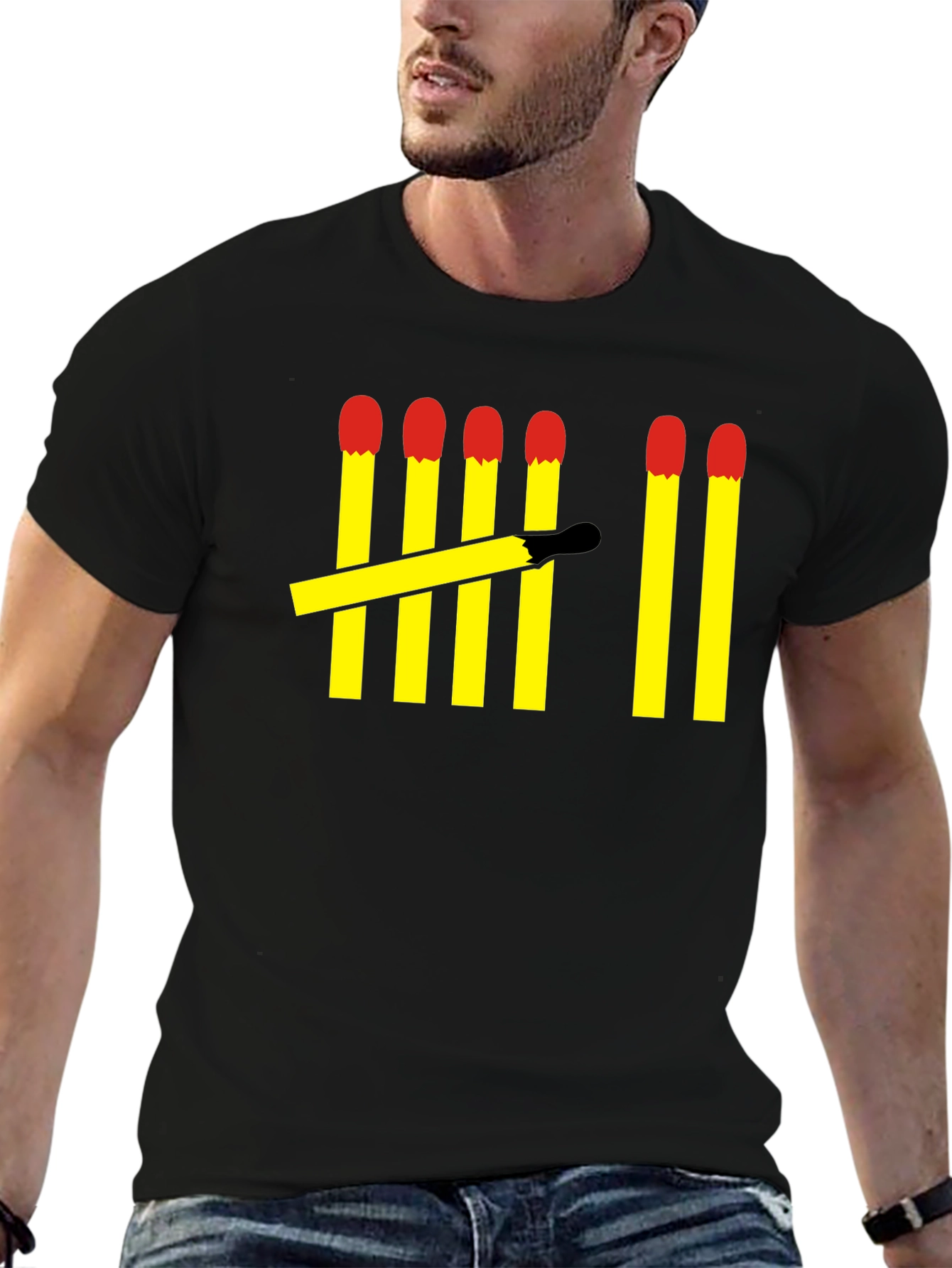 Matchstick Tally Mens Black T-Shirt