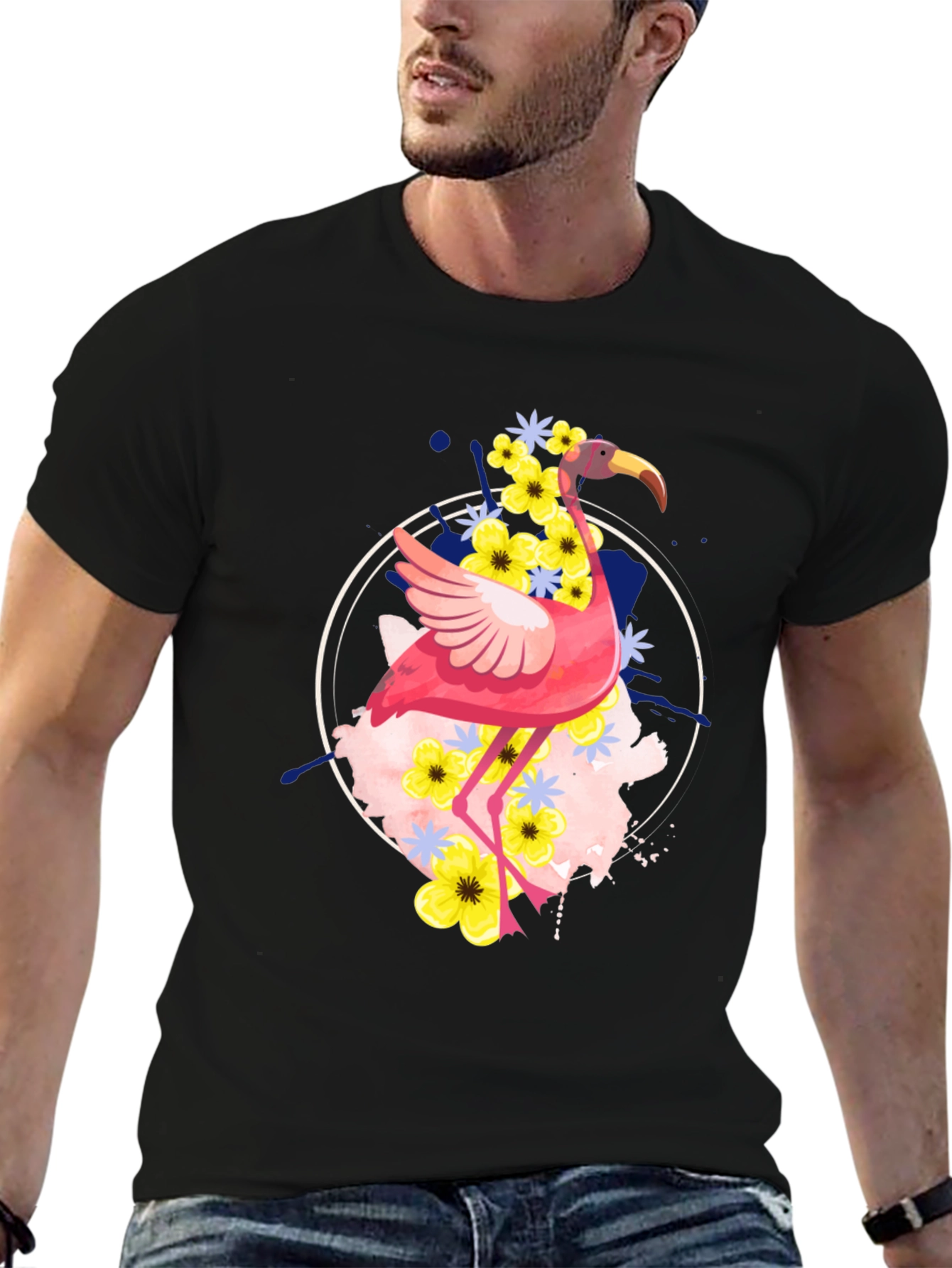 Flamingo Floral Graphic Tee - Unique Design