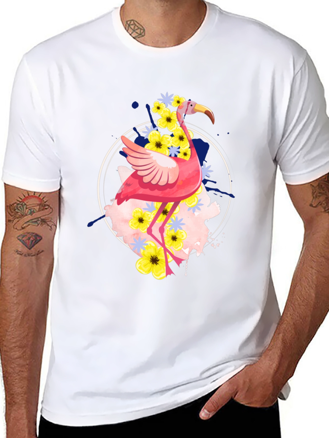 Flamingo Floral Graphic Tee - Unique Design