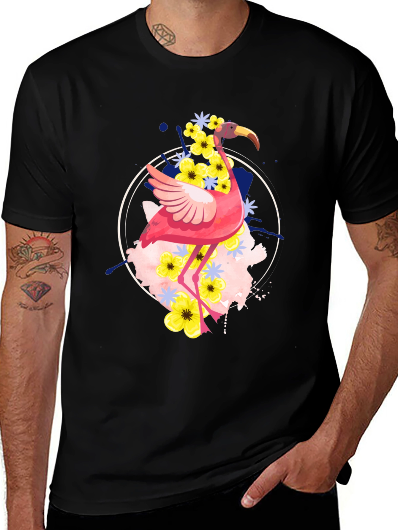 Flamingo Floral Graphic Tee - Unique Design