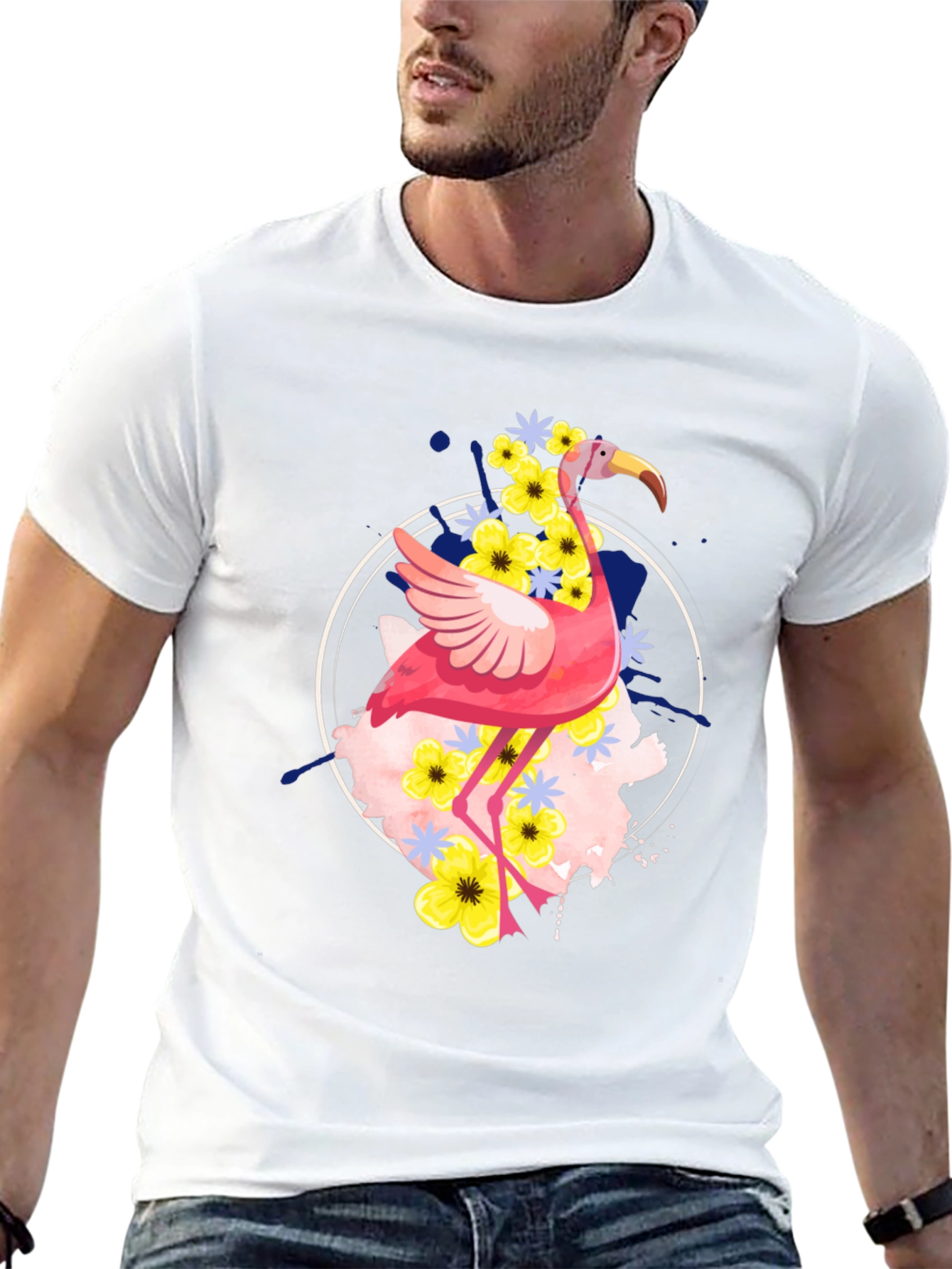 Flamingo Floral Graphic Tee - Unique Design
