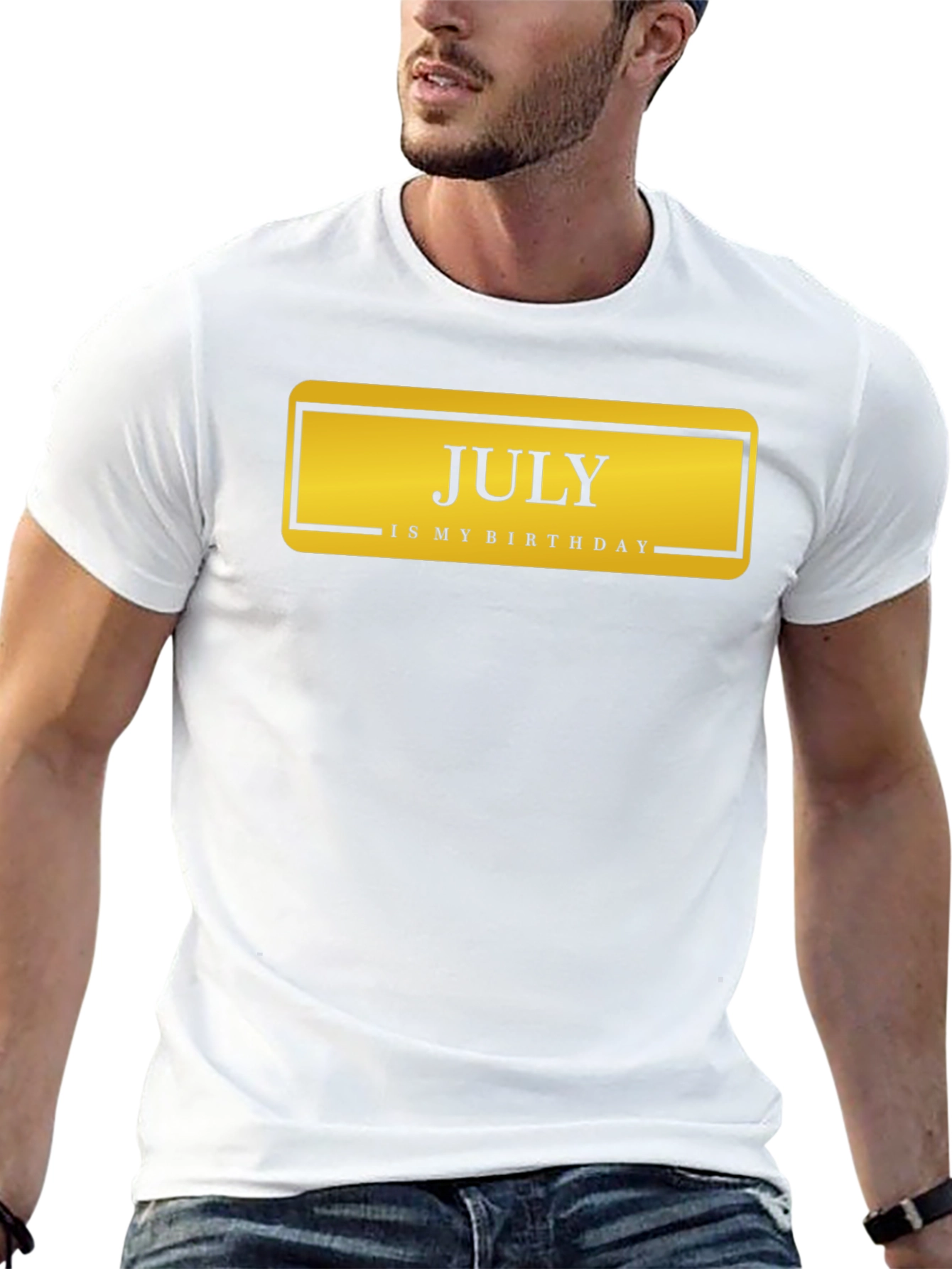 July Birthday T-Shirt - Black Crew Neck Tee