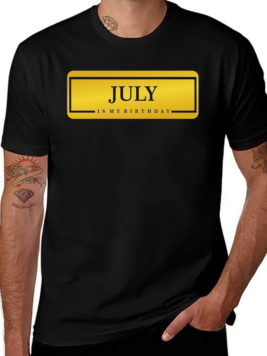 July Birthday T-Shirt - Black Crew Neck Tee