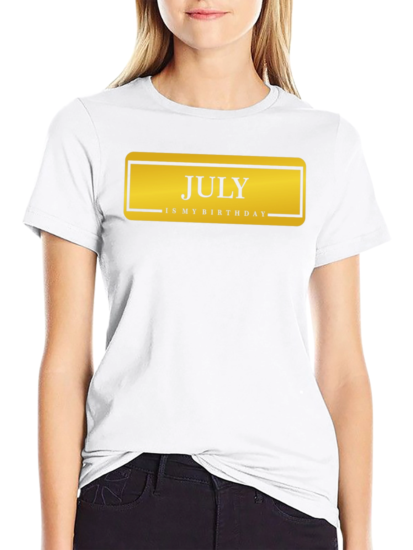 July Birthday T-Shirt - Black Crew Neck Tee