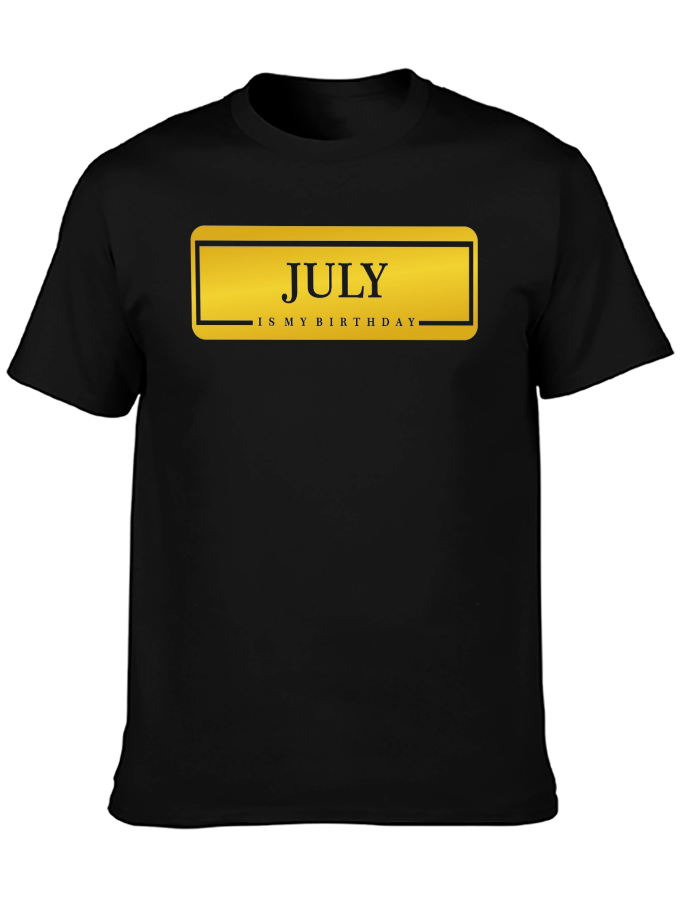 July Birthday T-Shirt - Black Crew Neck Tee