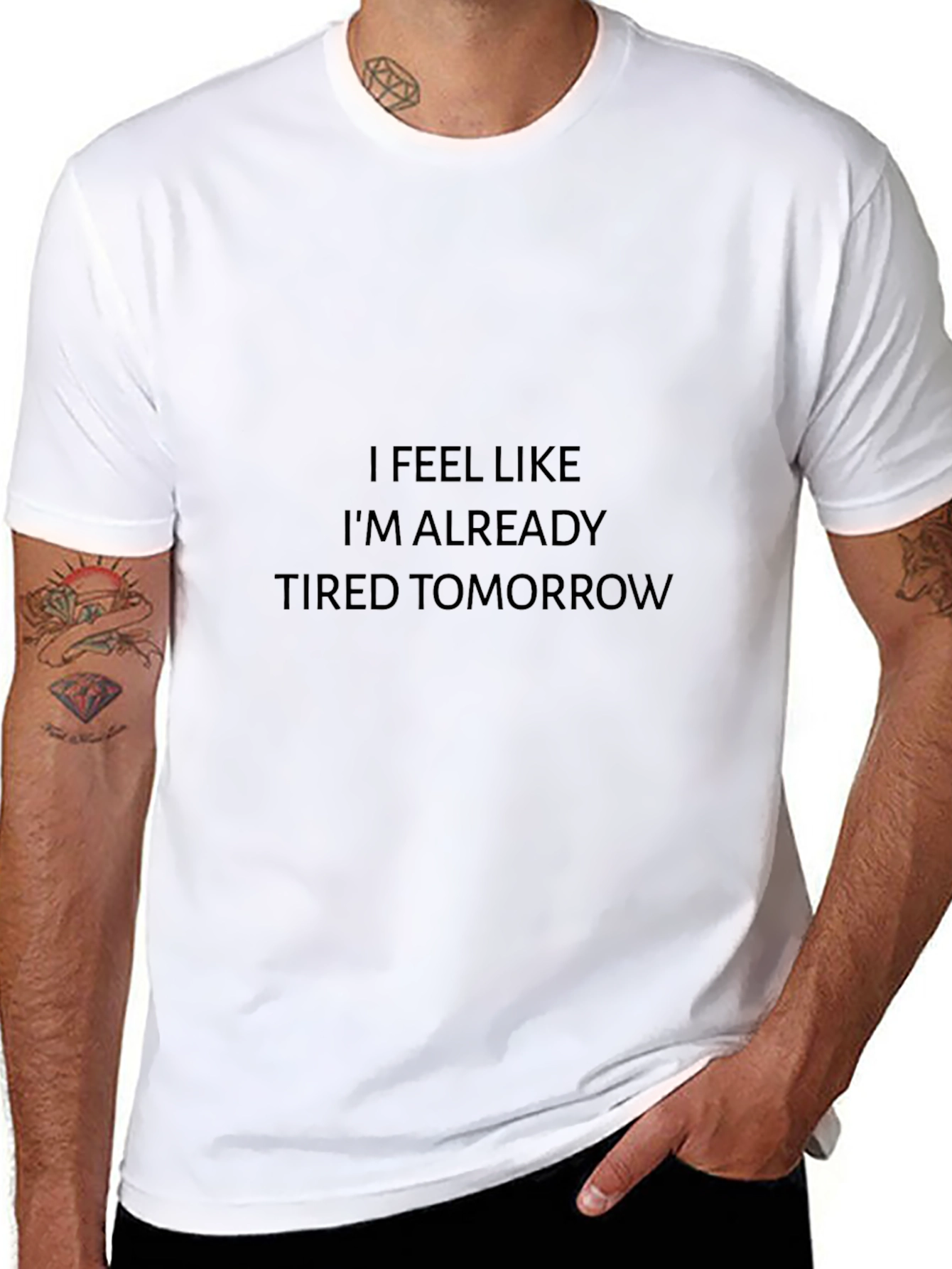 Funny Tired Tomorrow Black T-Shirt