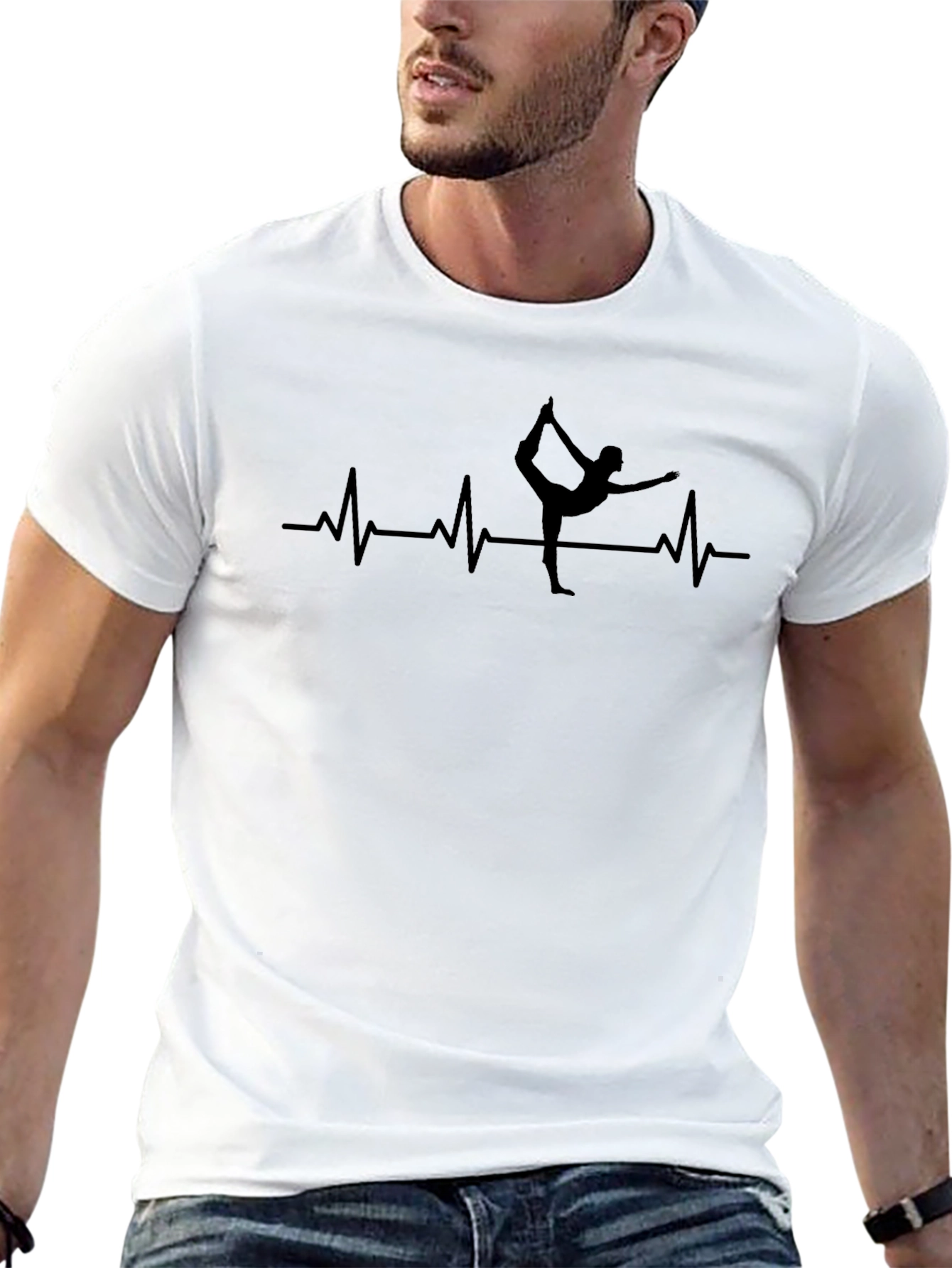 Yoga Heartbeat T-Shirt - Mens Black Tee