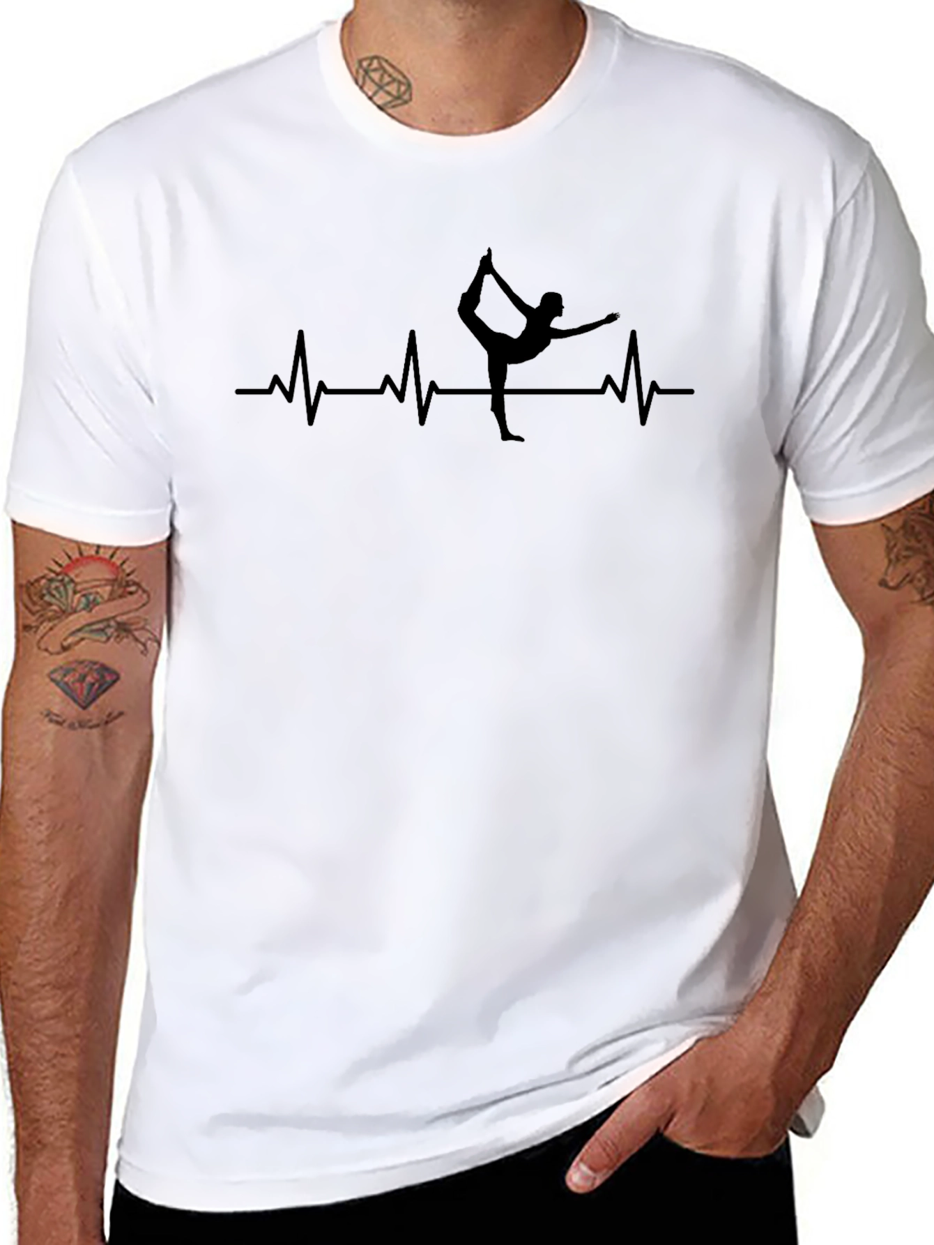 Yoga Heartbeat T-Shirt - Mens Black Tee