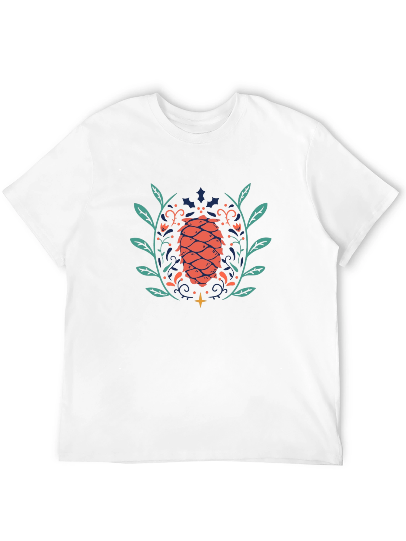 Unique Pinecone Graphic Black T-Shirt