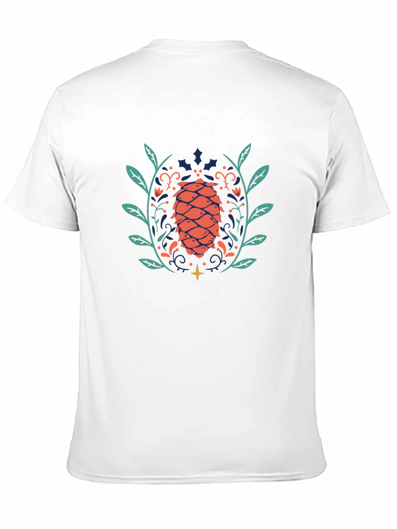 Unique Pinecone Graphic Black T-Shirt