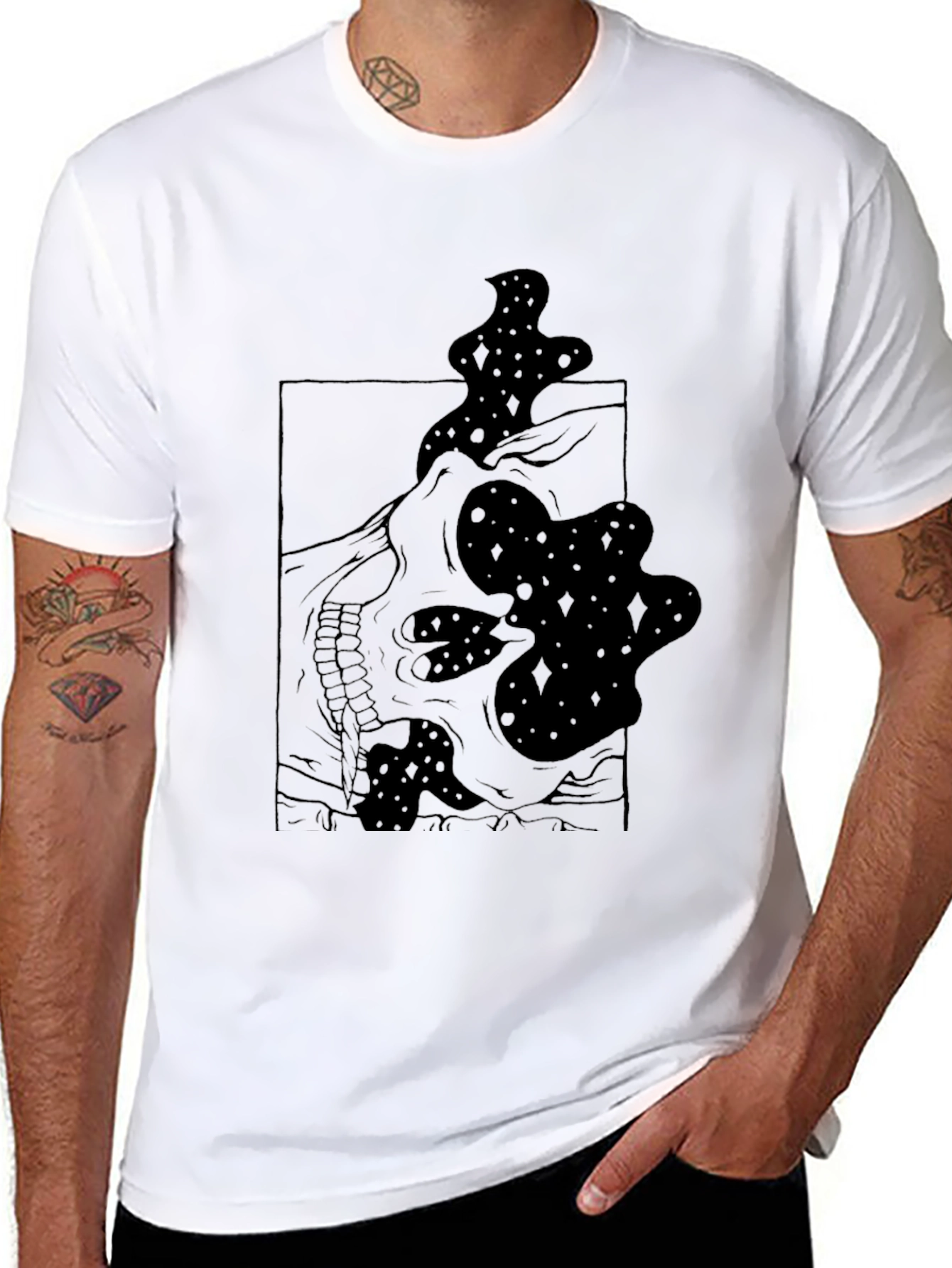 Skull & Stars Graphic Black T-Shirt