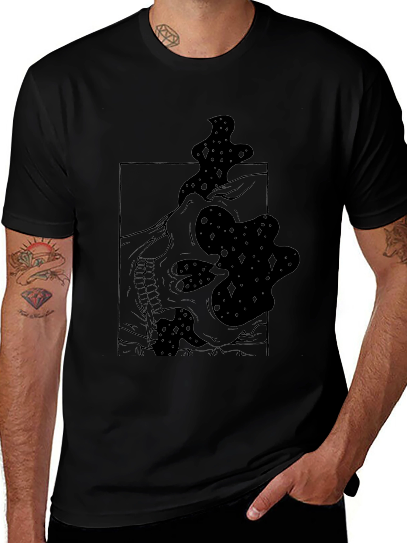 Skull & Stars Graphic Black T-Shirt