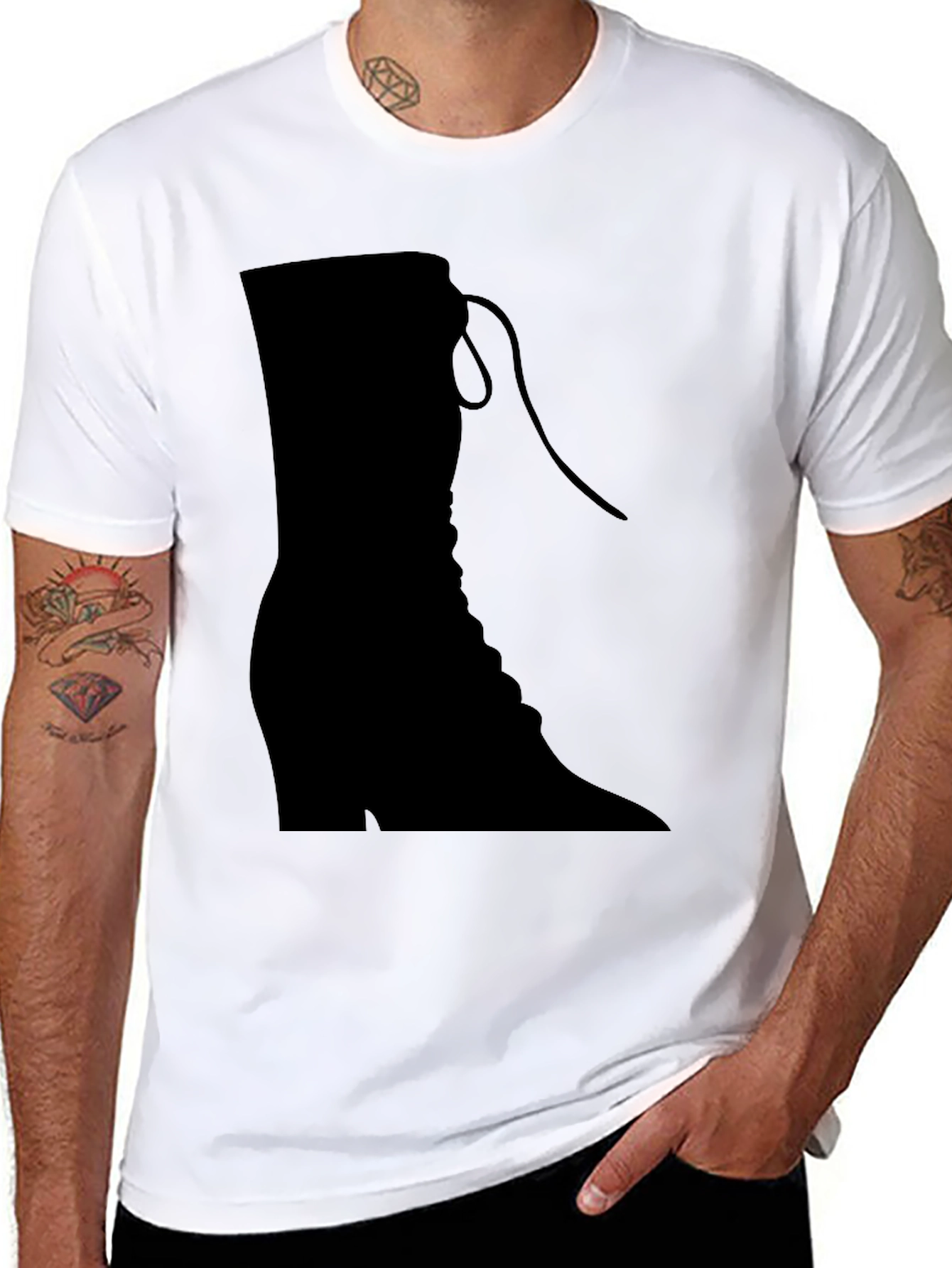 Stylish Black Boot Graphic T-Shirt
